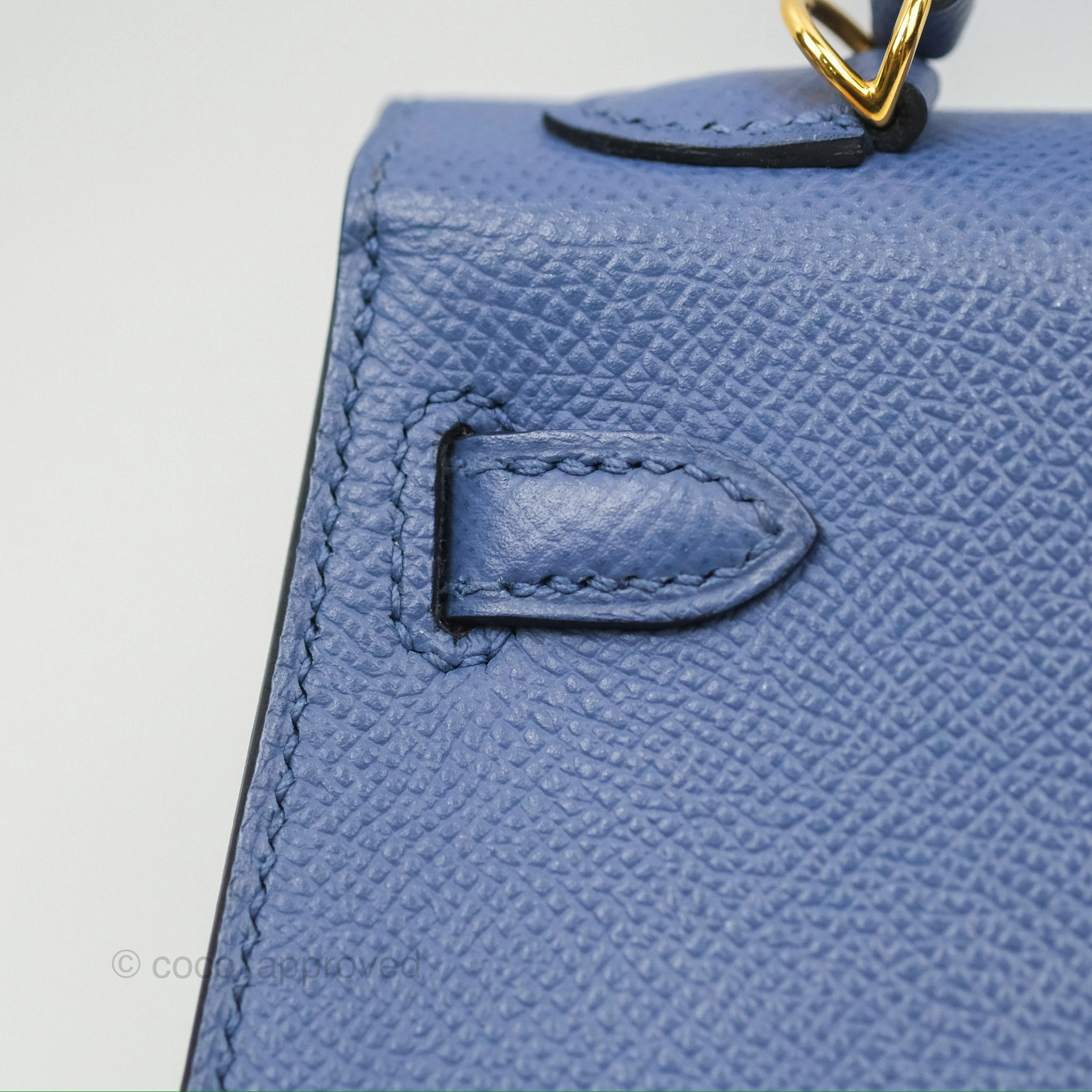 Herms Mini Kelly II Bleu Brighton Epsom Gold Hardware