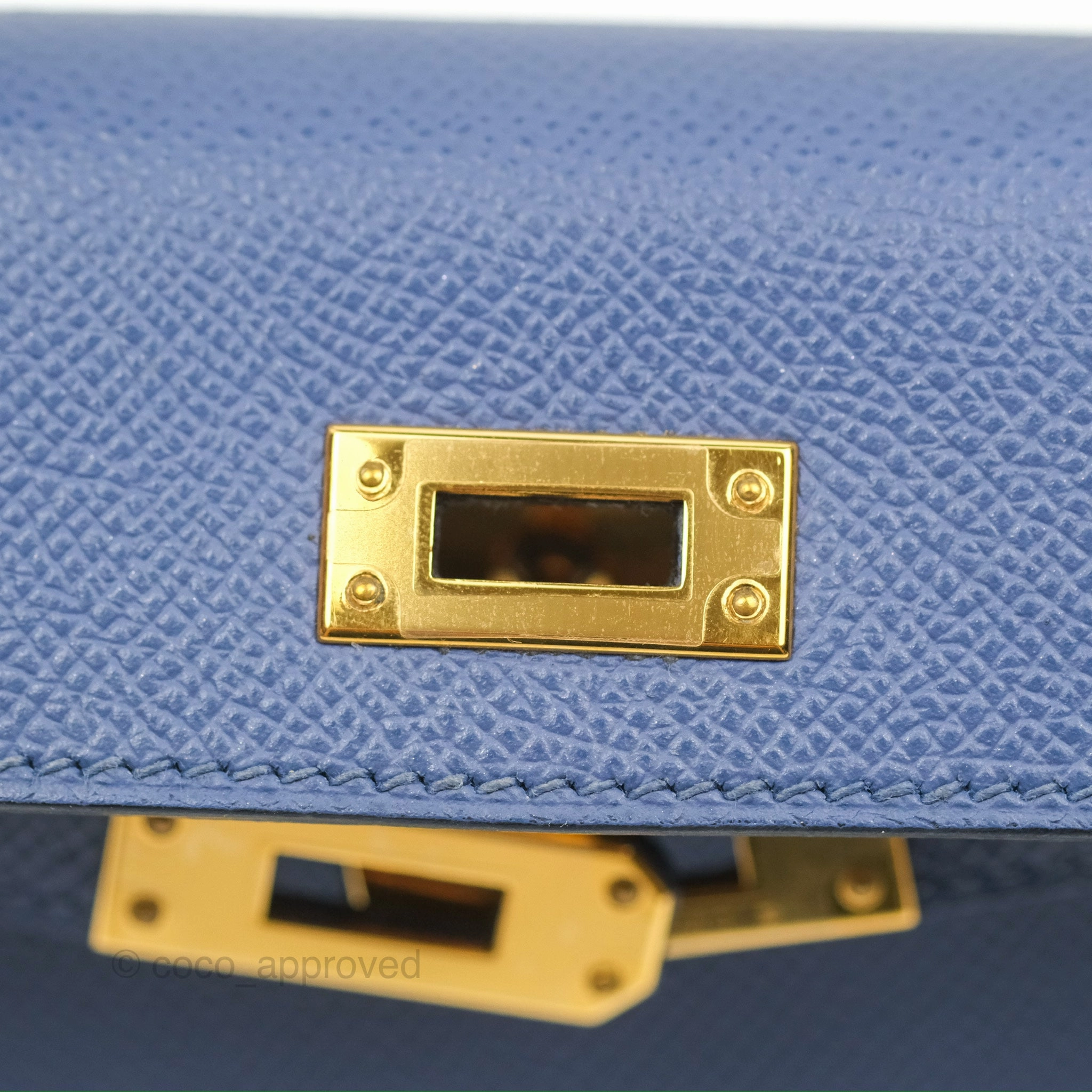 Herms Mini Kelly II Bleu Brighton Epsom Gold Hardware