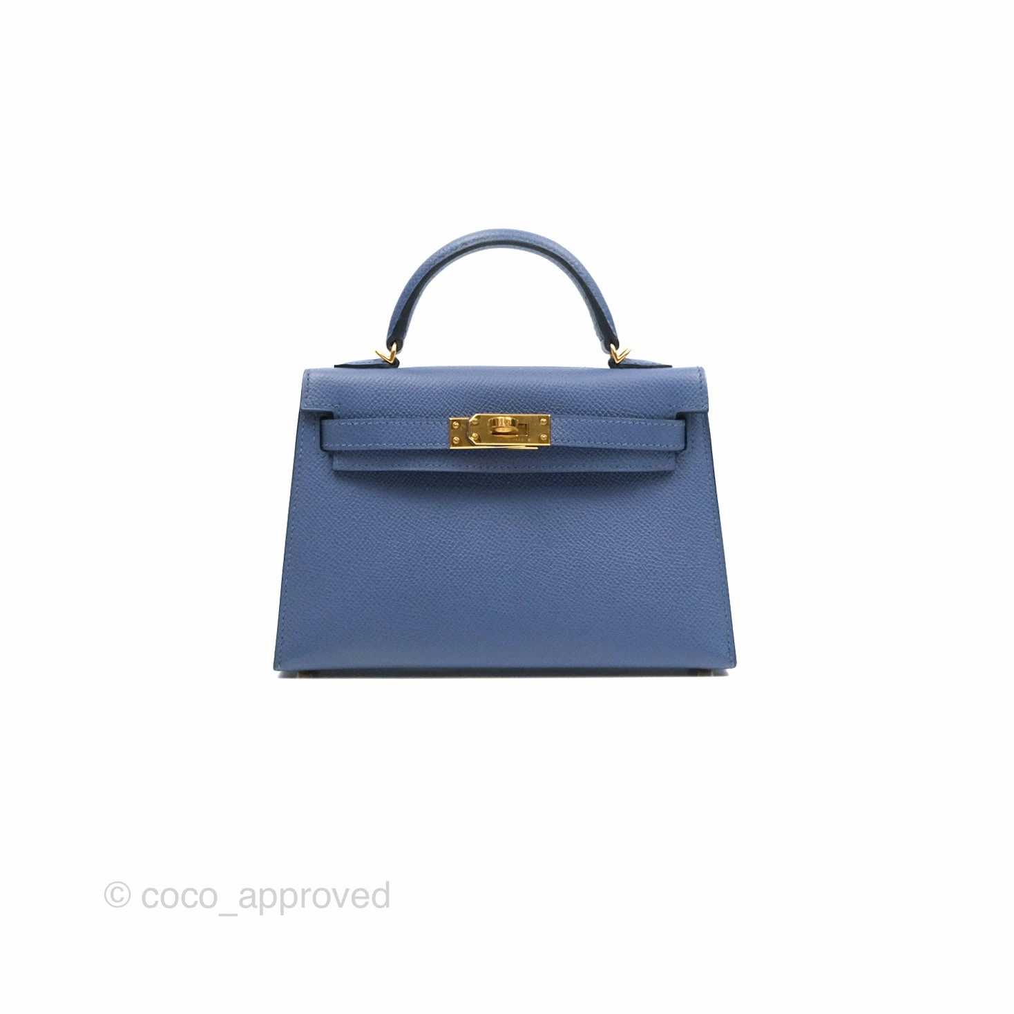 Herms Mini Kelly II Bleu Brighton Epsom Gold Hardware
