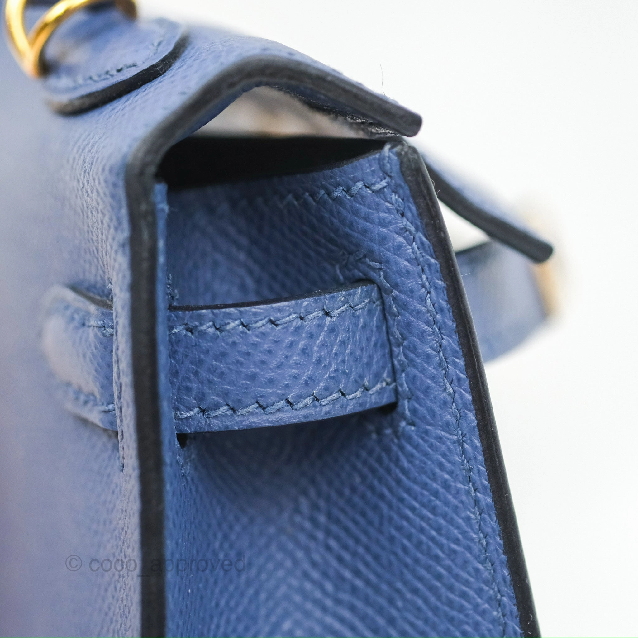 Herms Mini Kelly II Bleu Brighton Epsom Gold Hardware