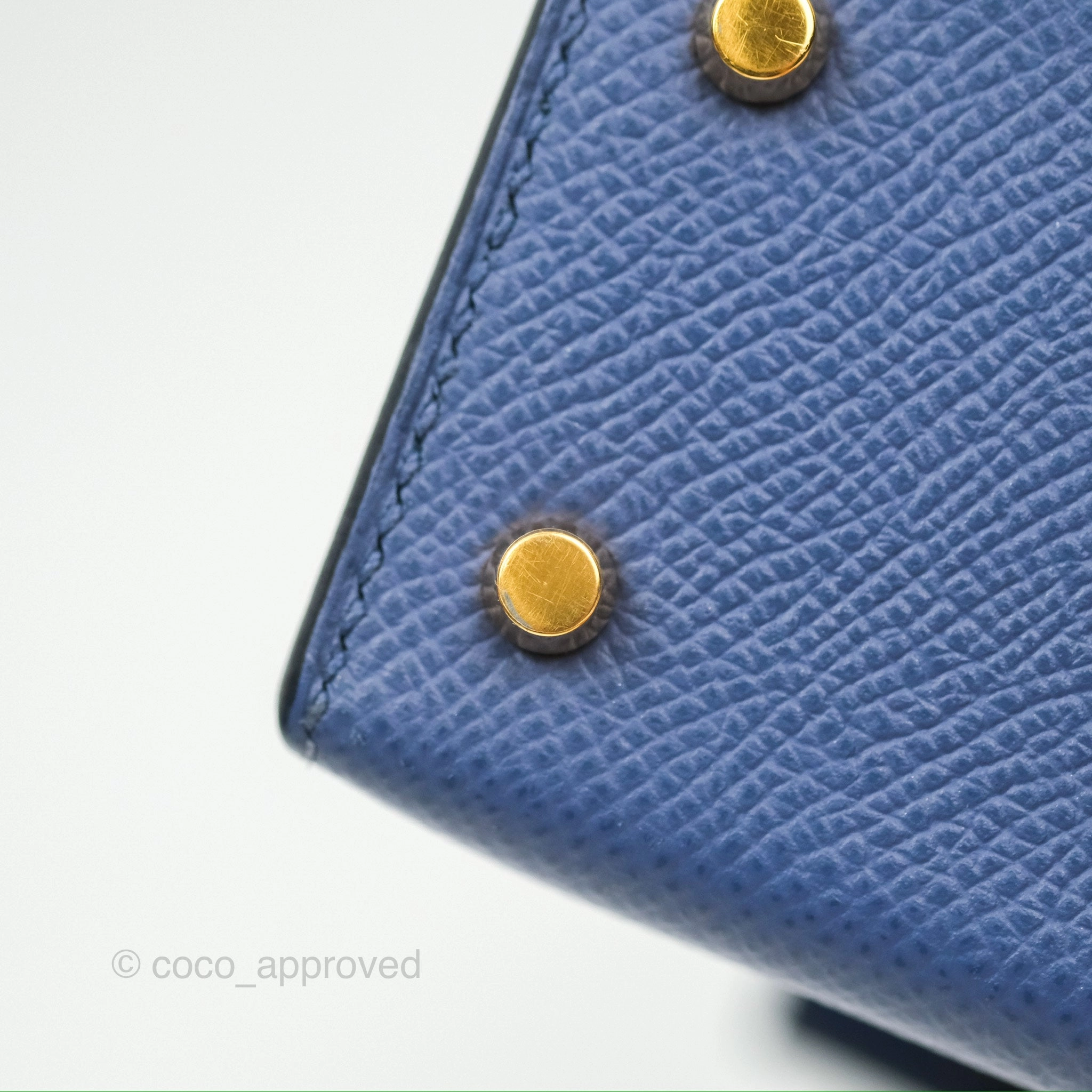 Herms Mini Kelly II Bleu Brighton Epsom Gold Hardware