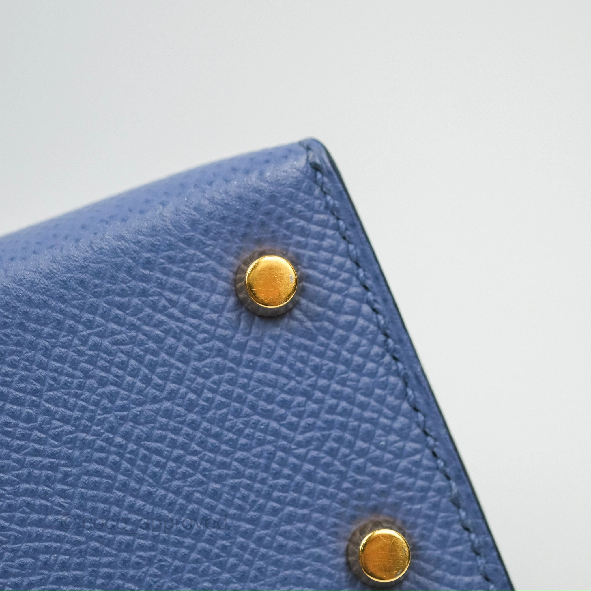 Herms Mini Kelly II Bleu Brighton Epsom Gold Hardware