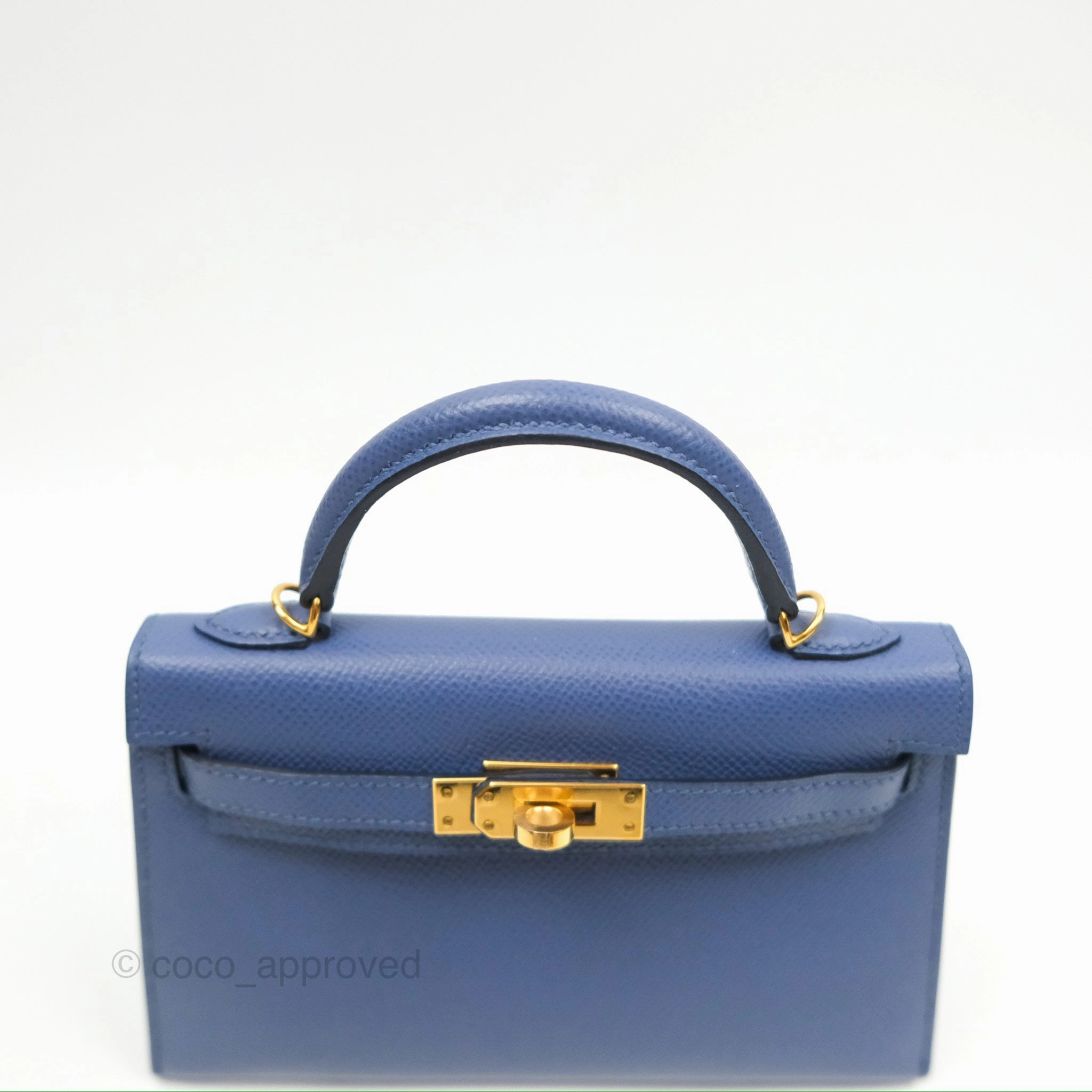 Herms Mini Kelly II Bleu Brighton Epsom Gold Hardware