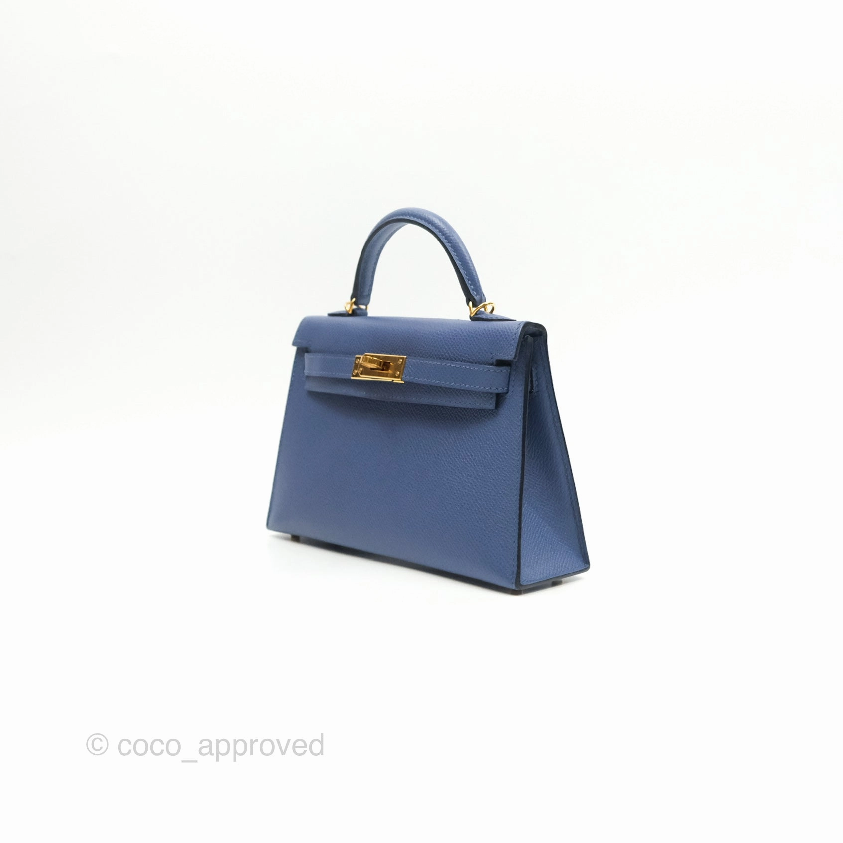 Herms Mini Kelly II Bleu Brighton Epsom Gold Hardware