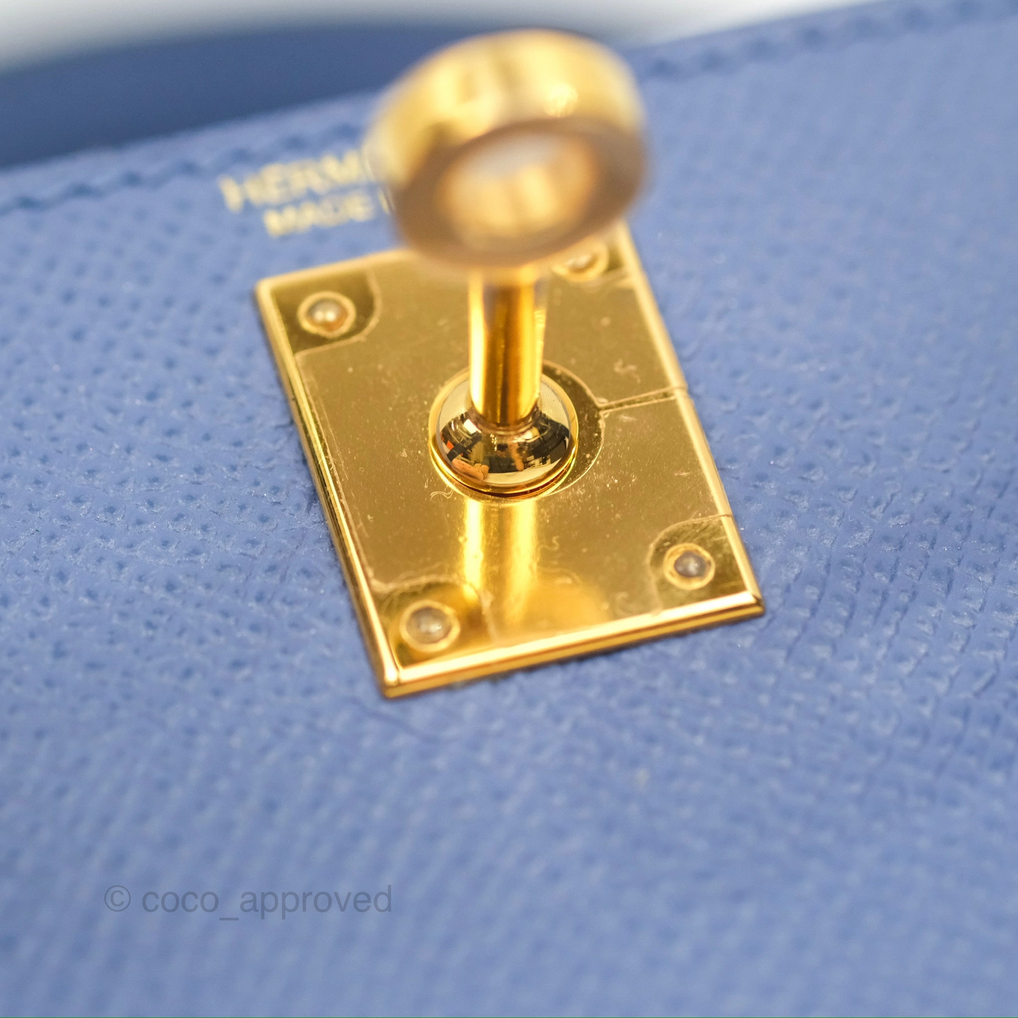 Herms Mini Kelly II Bleu Brighton Epsom Gold Hardware