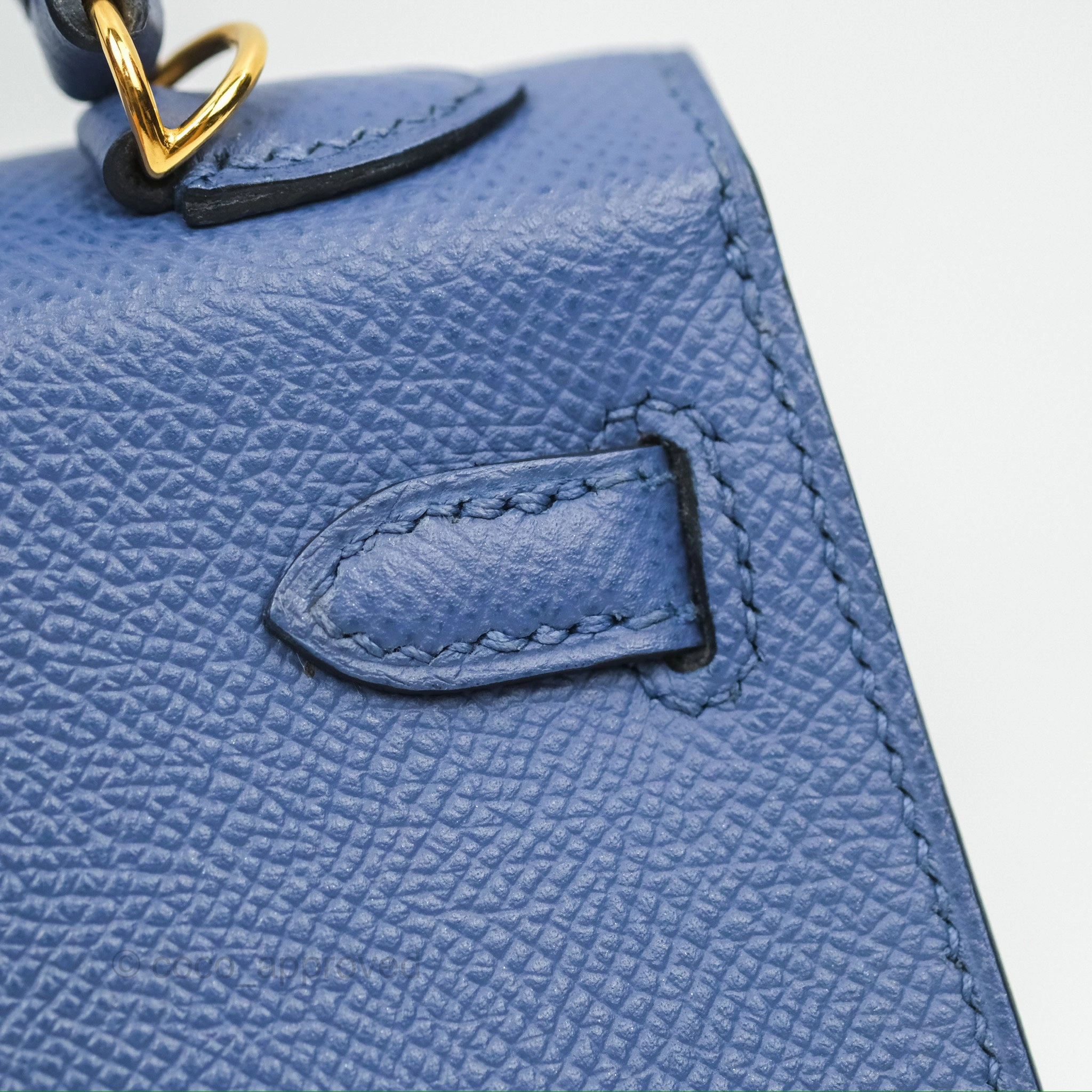 Herms Mini Kelly II Bleu Brighton Epsom Gold Hardware