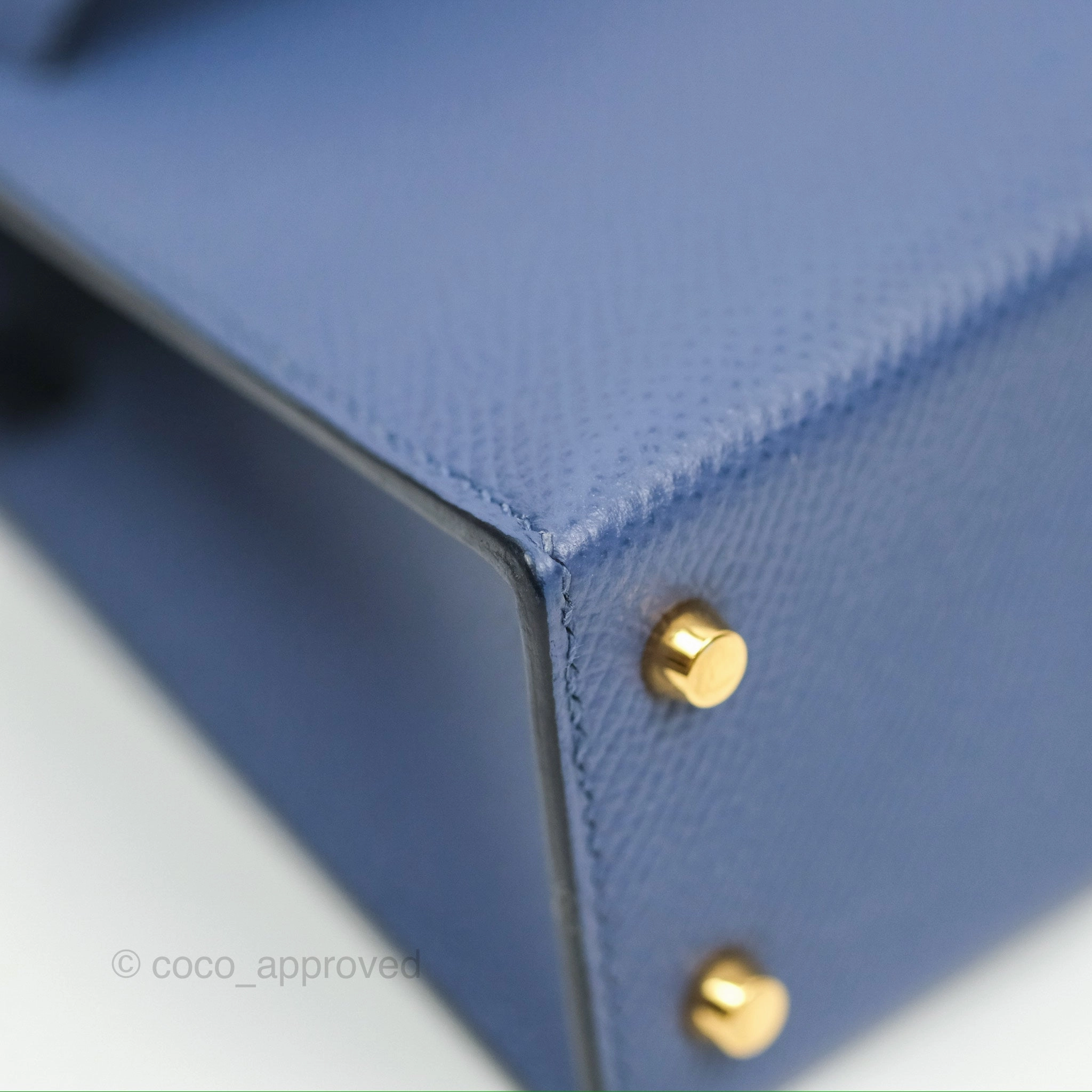Herms Mini Kelly II Bleu Brighton Epsom Gold Hardware