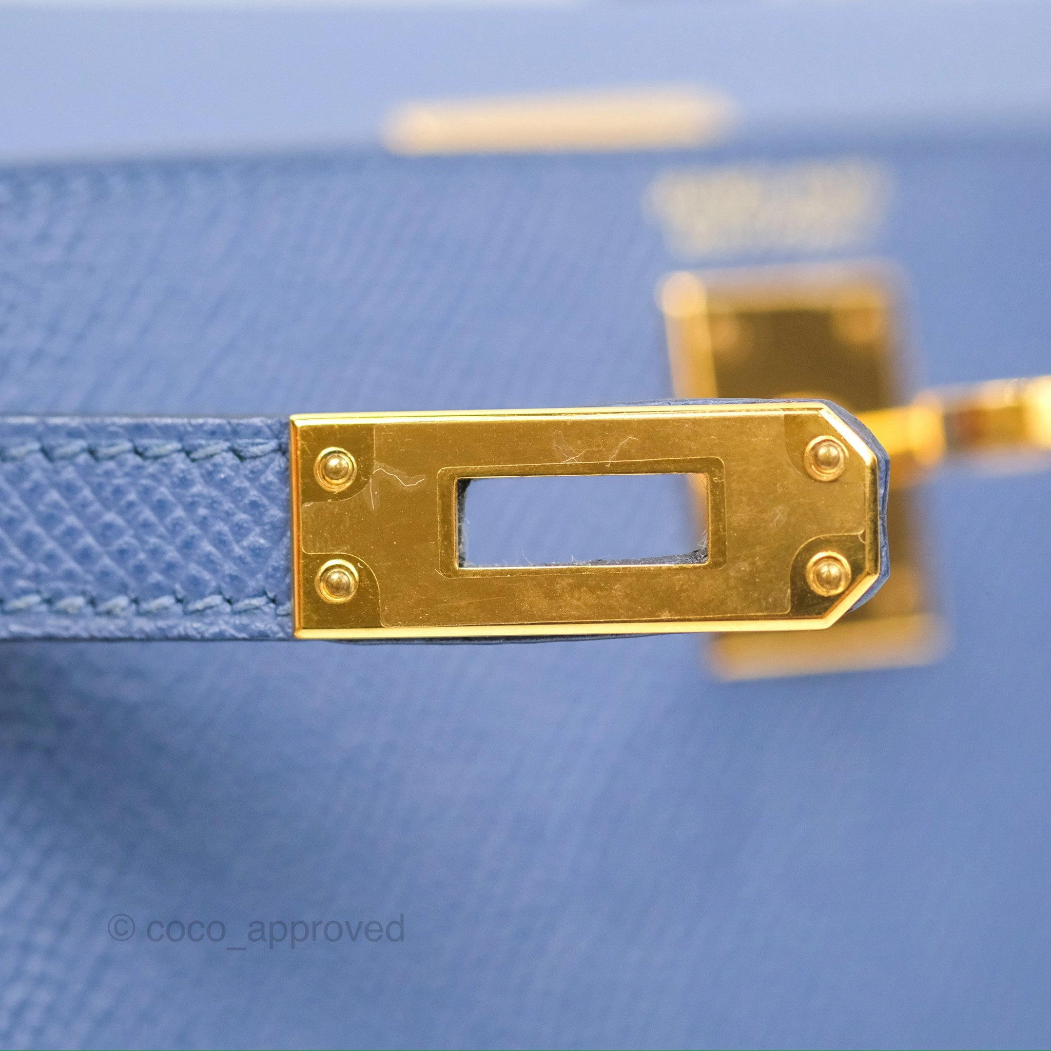 Herms Mini Kelly II Bleu Brighton Epsom Gold Hardware