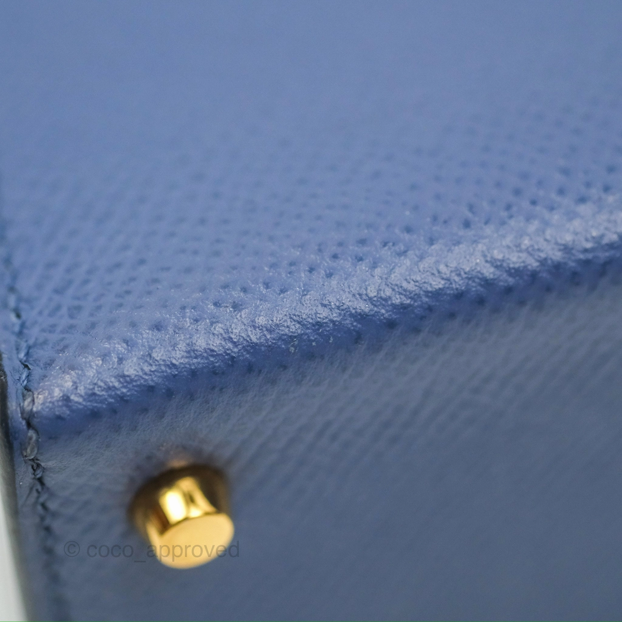 Herms Mini Kelly II Bleu Brighton Epsom Gold Hardware