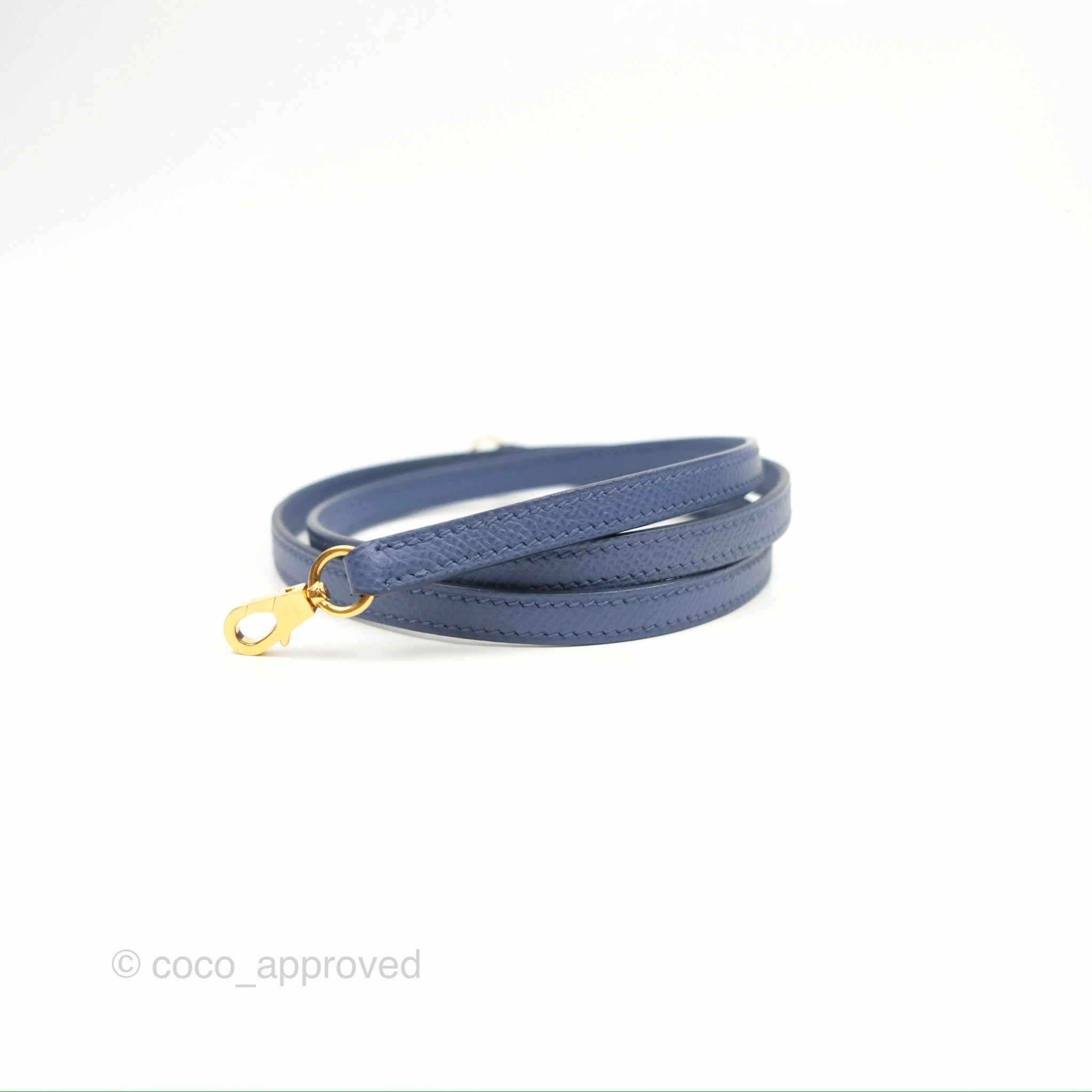 Herms Mini Kelly II Bleu Brighton Epsom Gold Hardware
