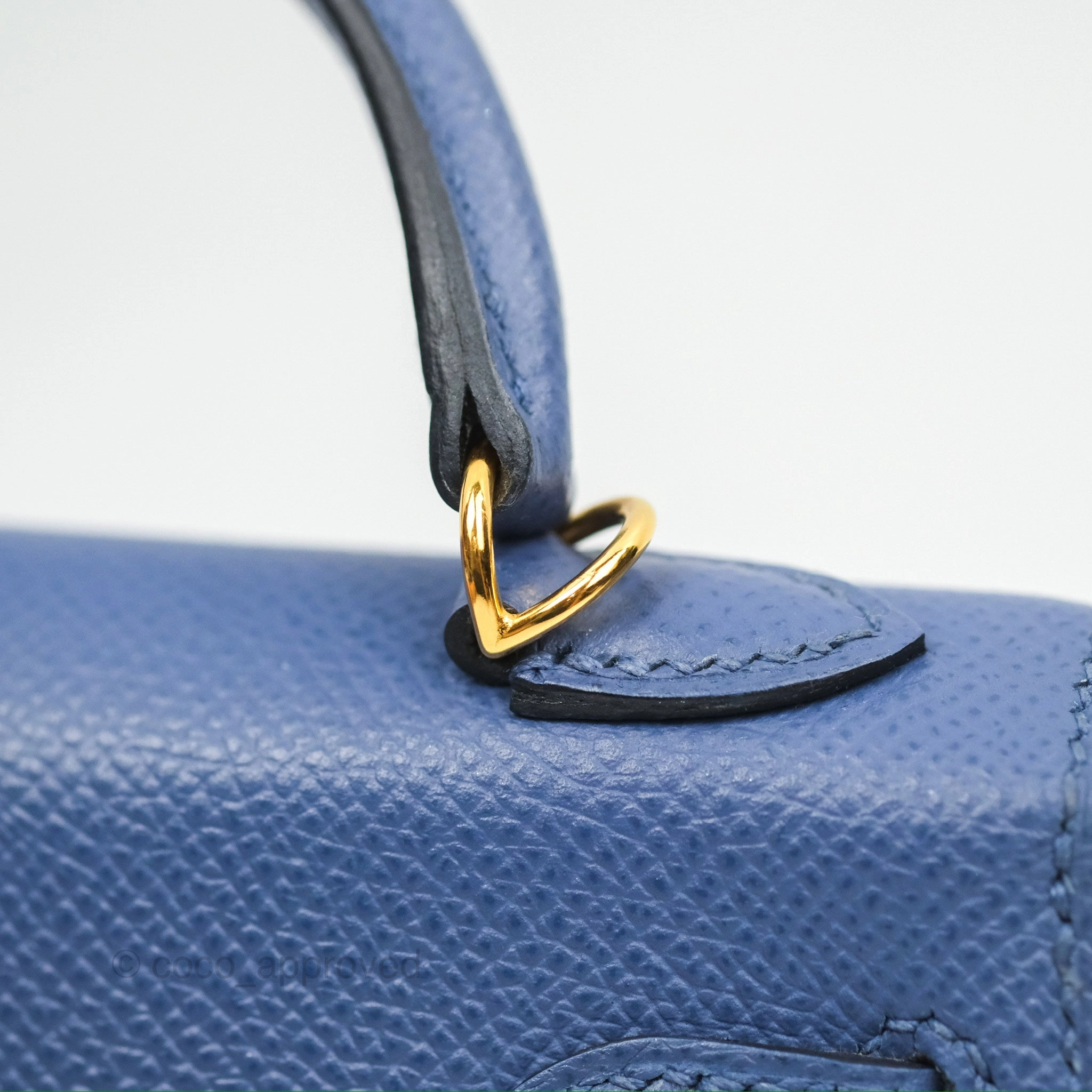 Herms Mini Kelly II Bleu Brighton Epsom Gold Hardware