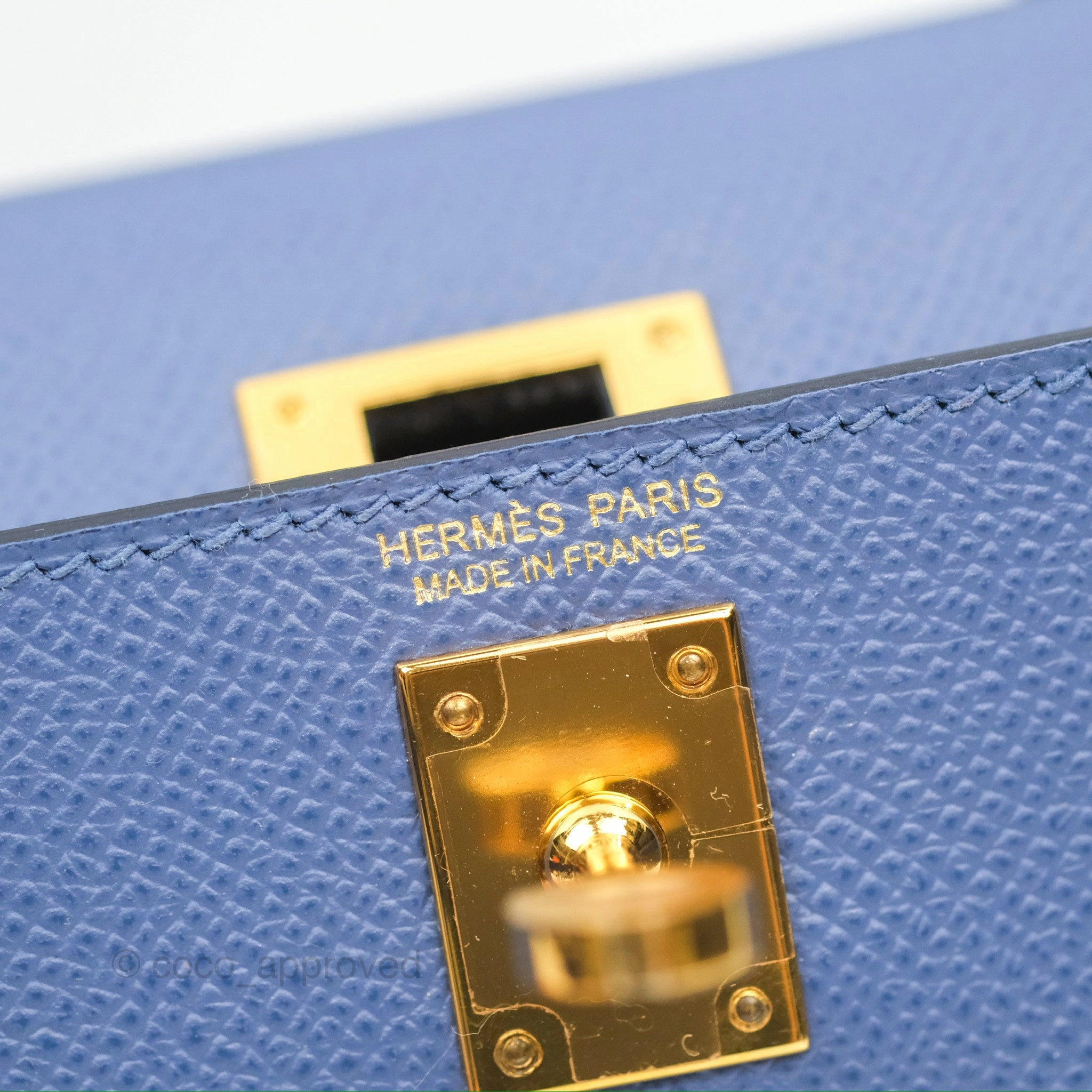 Herms Mini Kelly II Bleu Brighton Epsom Gold Hardware