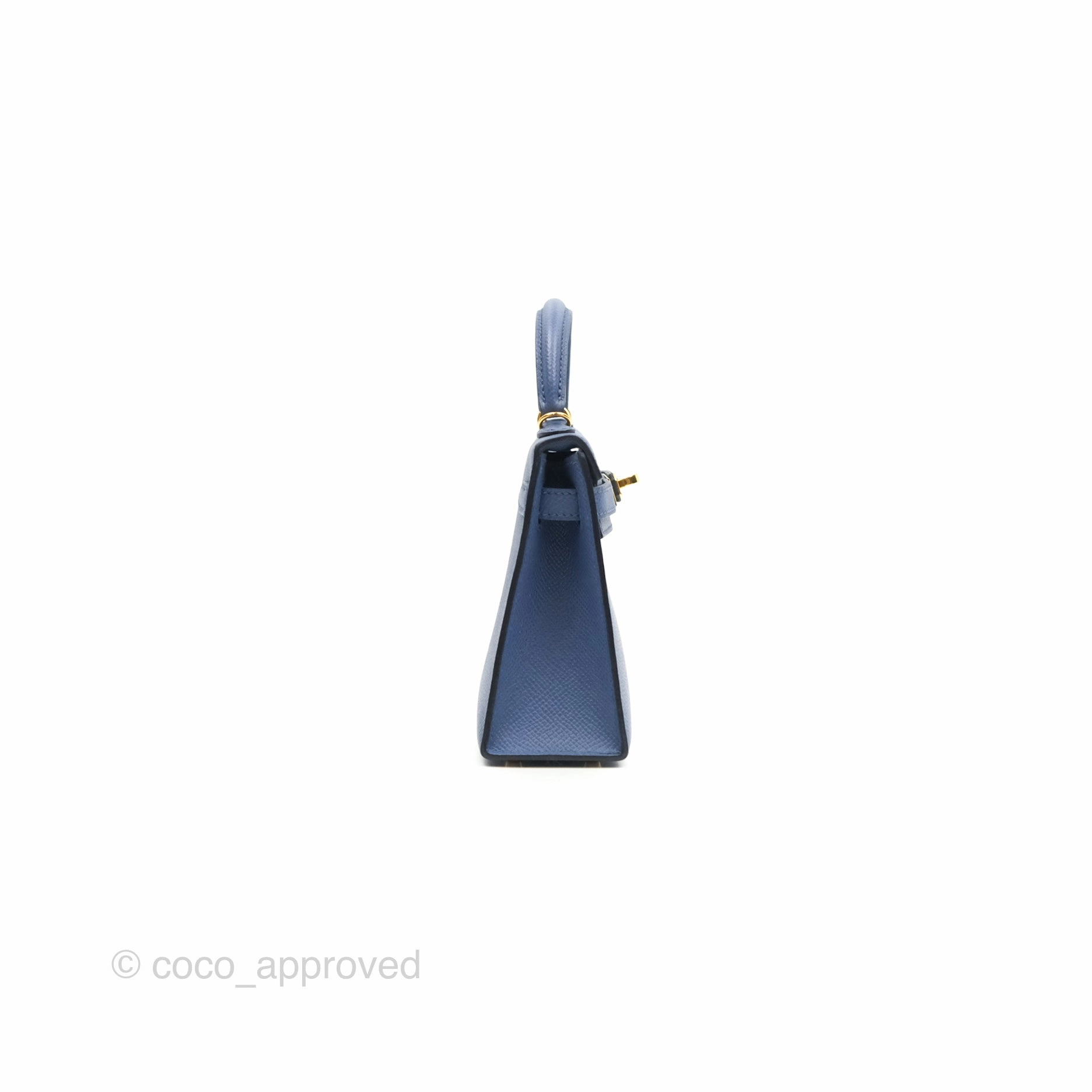 Herms Mini Kelly II Bleu Brighton Epsom Gold Hardware