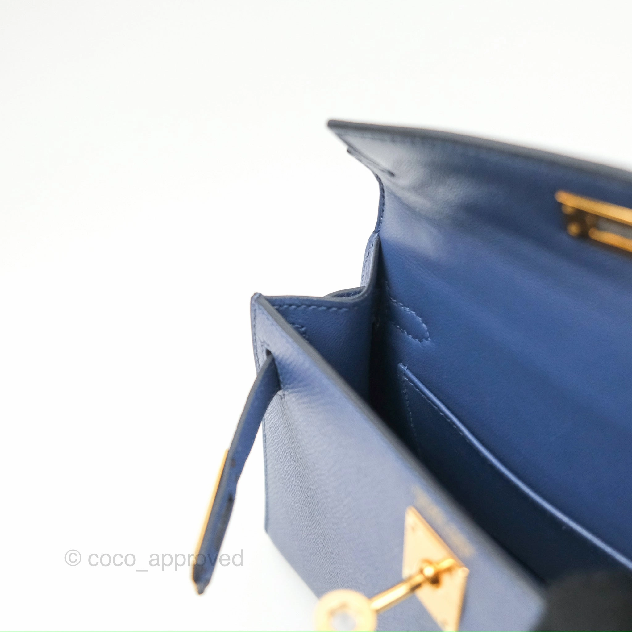 Herms Mini Kelly II Bleu Brighton Epsom Gold Hardware