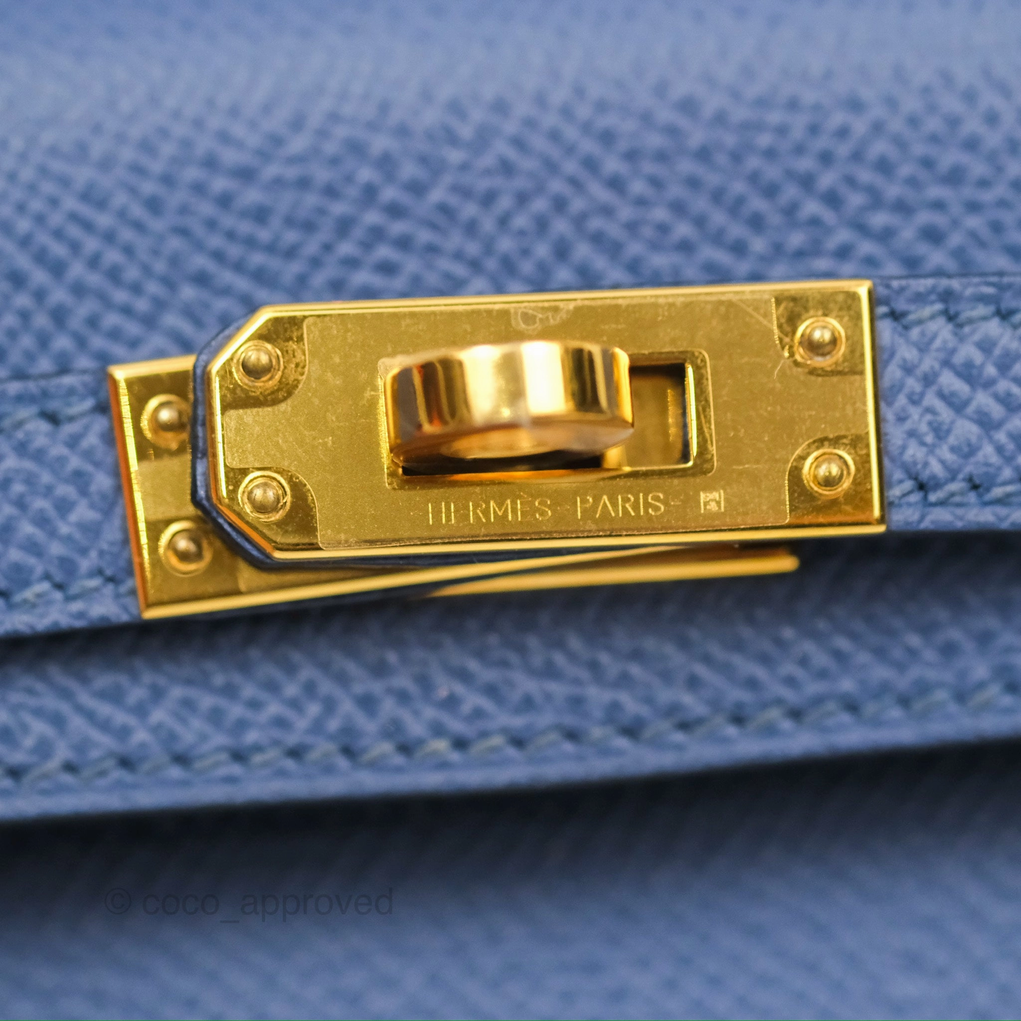 Herms Mini Kelly II Bleu Brighton Epsom Gold Hardware