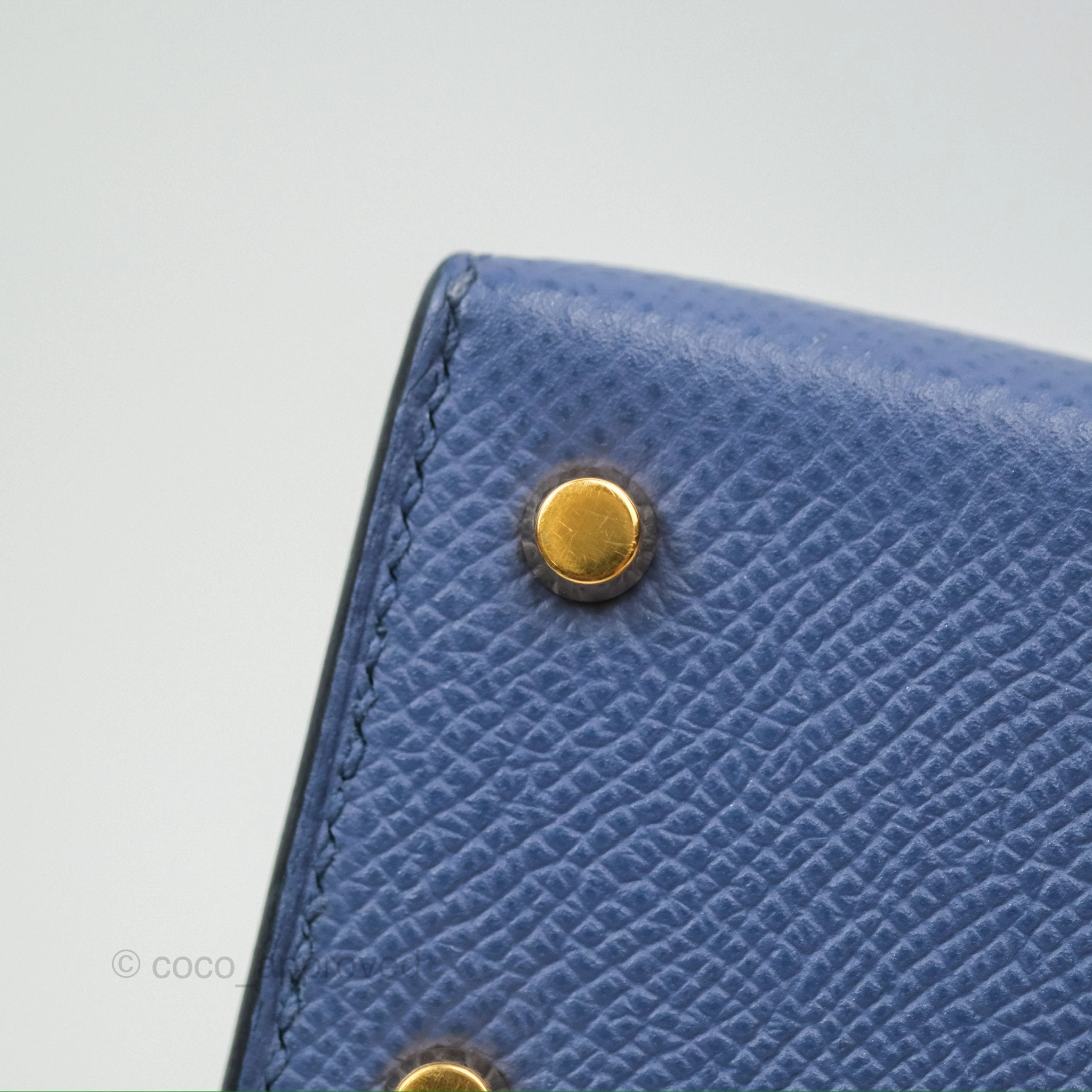 Herms Mini Kelly II Bleu Brighton Epsom Gold Hardware