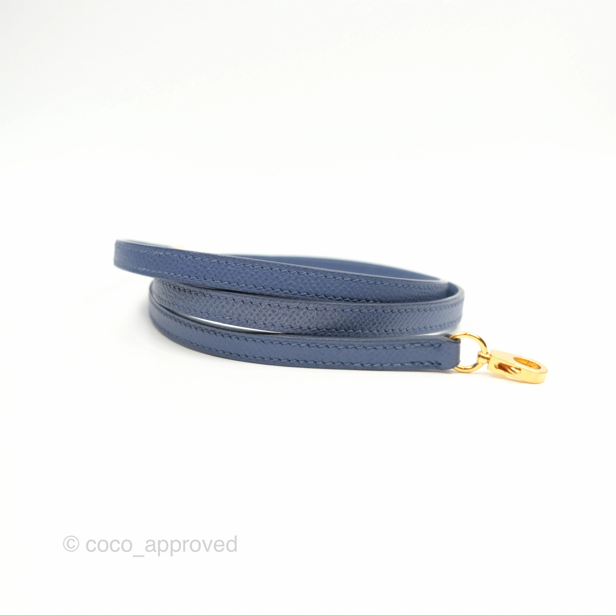 Herms Mini Kelly II Bleu Brighton Epsom Gold Hardware
