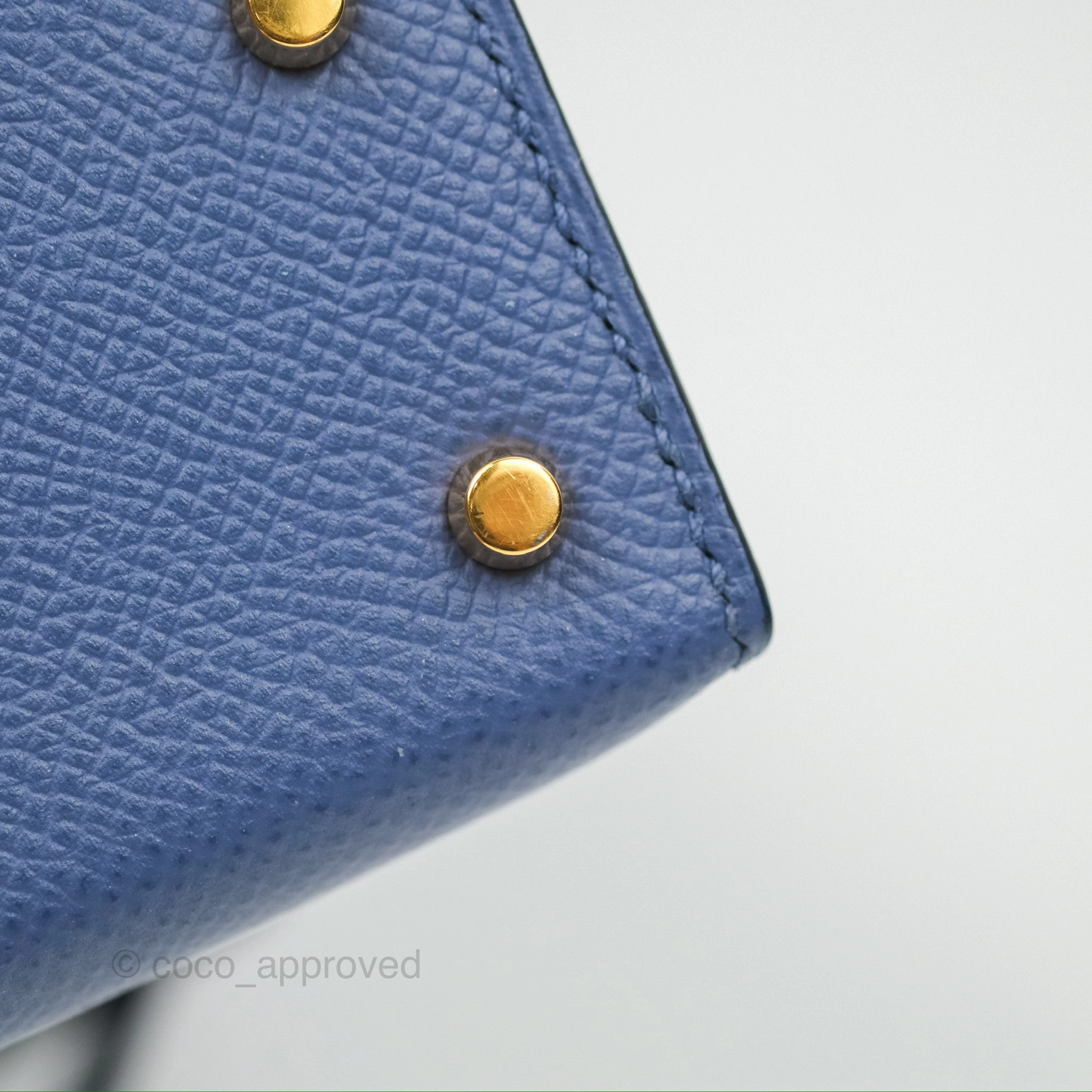 Herms Mini Kelly II Bleu Brighton Epsom Gold Hardware