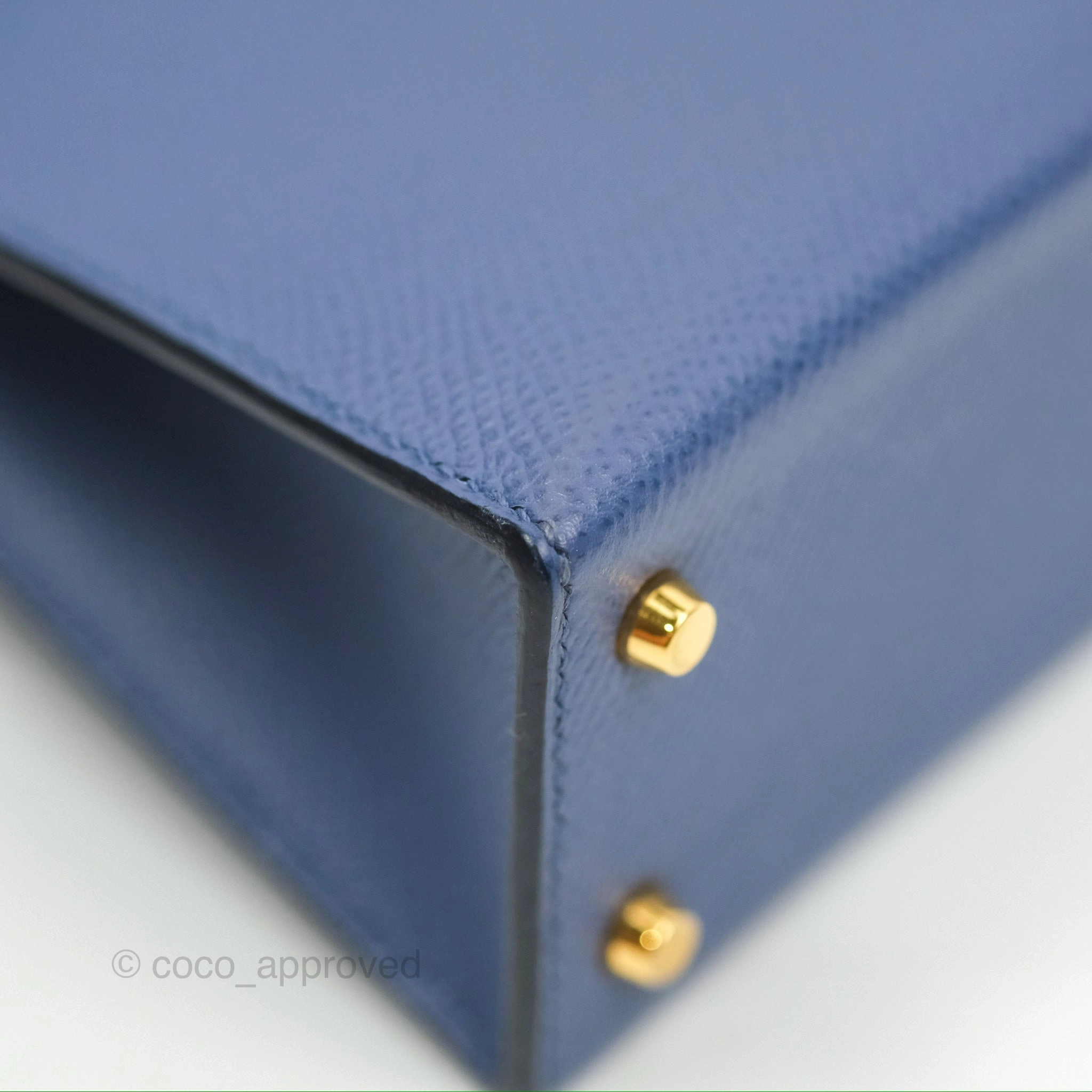 Herms Mini Kelly II Bleu Brighton Epsom Gold Hardware