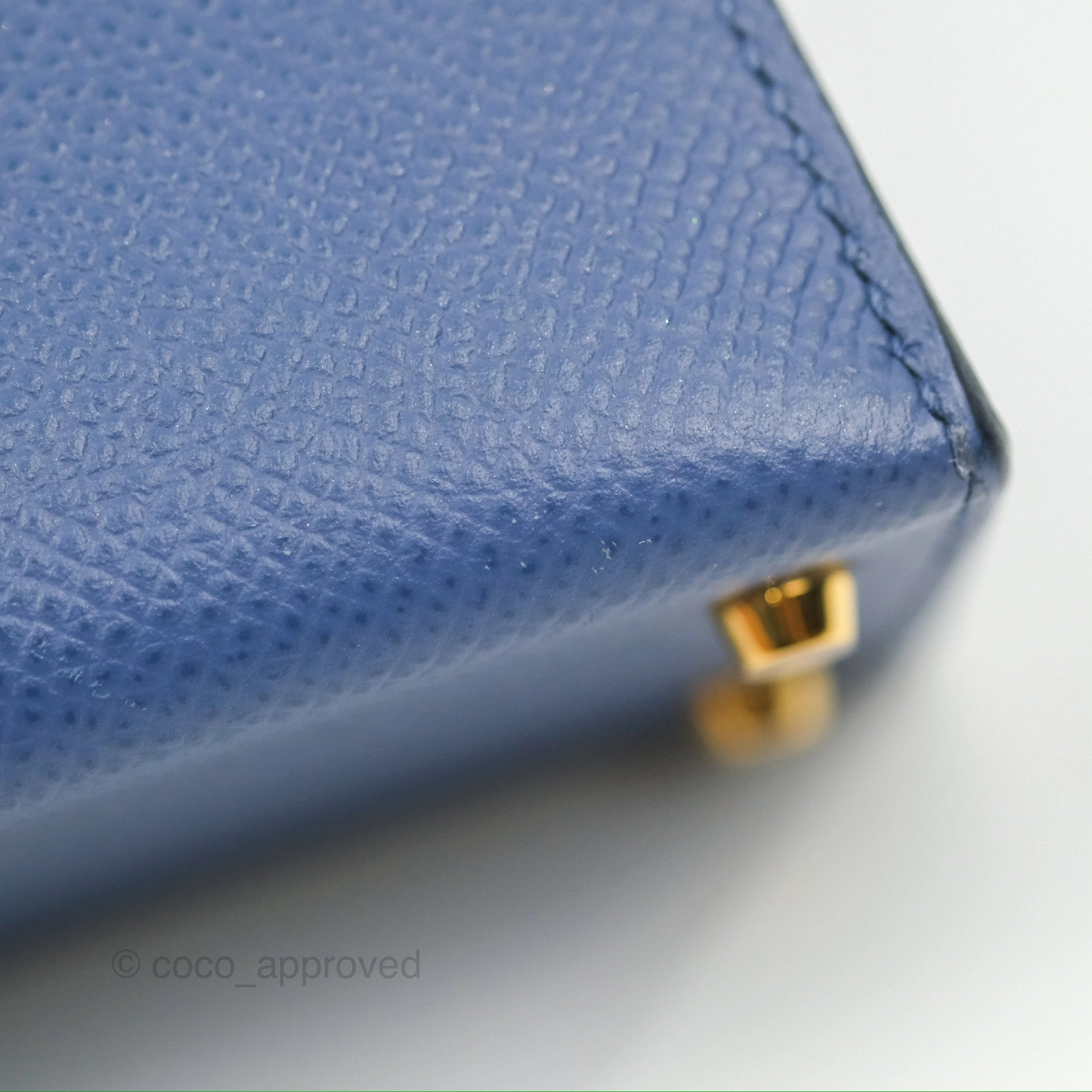 Herms Mini Kelly II Bleu Brighton Epsom Gold Hardware