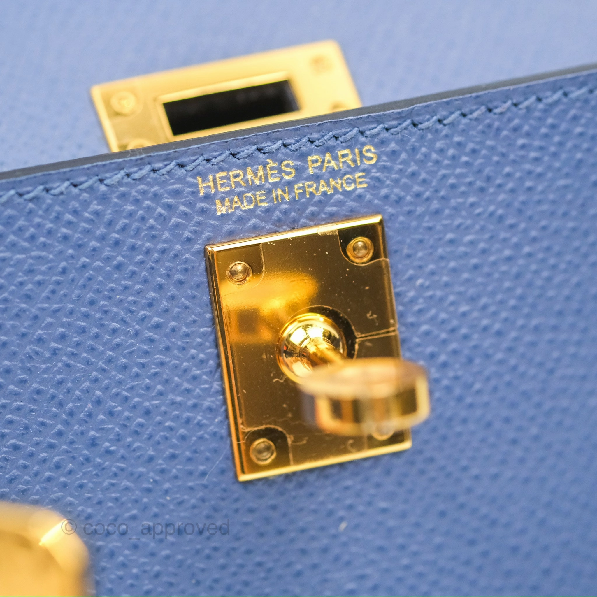 Herms Mini Kelly II Bleu Brighton Epsom Gold Hardware