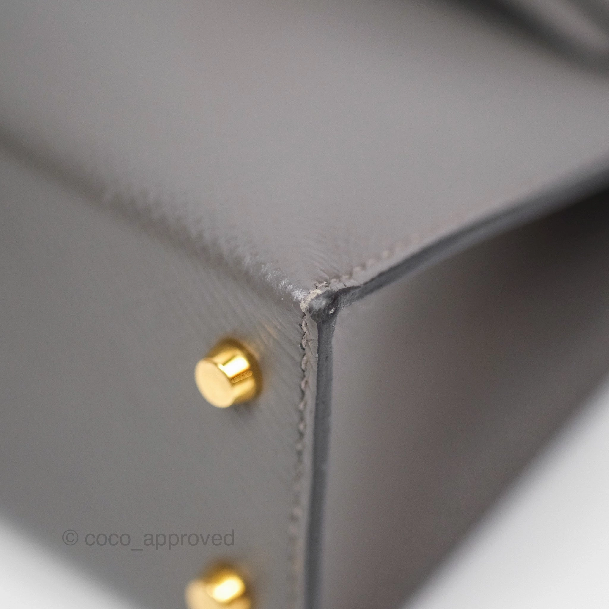 Herms Mini Kelly II Gris Meyer 0L Epsom Gold Hardware