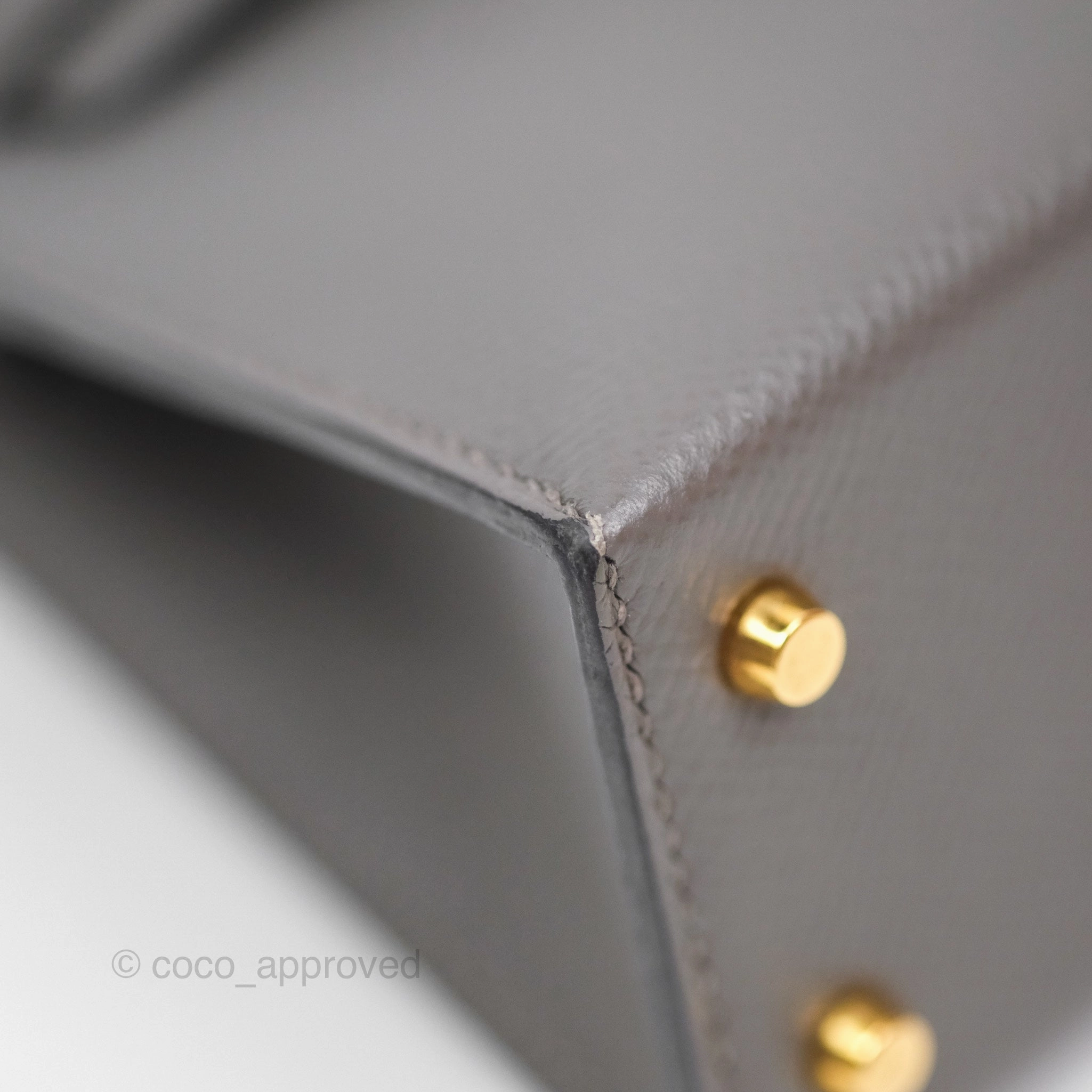 Herms Mini Kelly II Gris Meyer 0L Epsom Gold Hardware