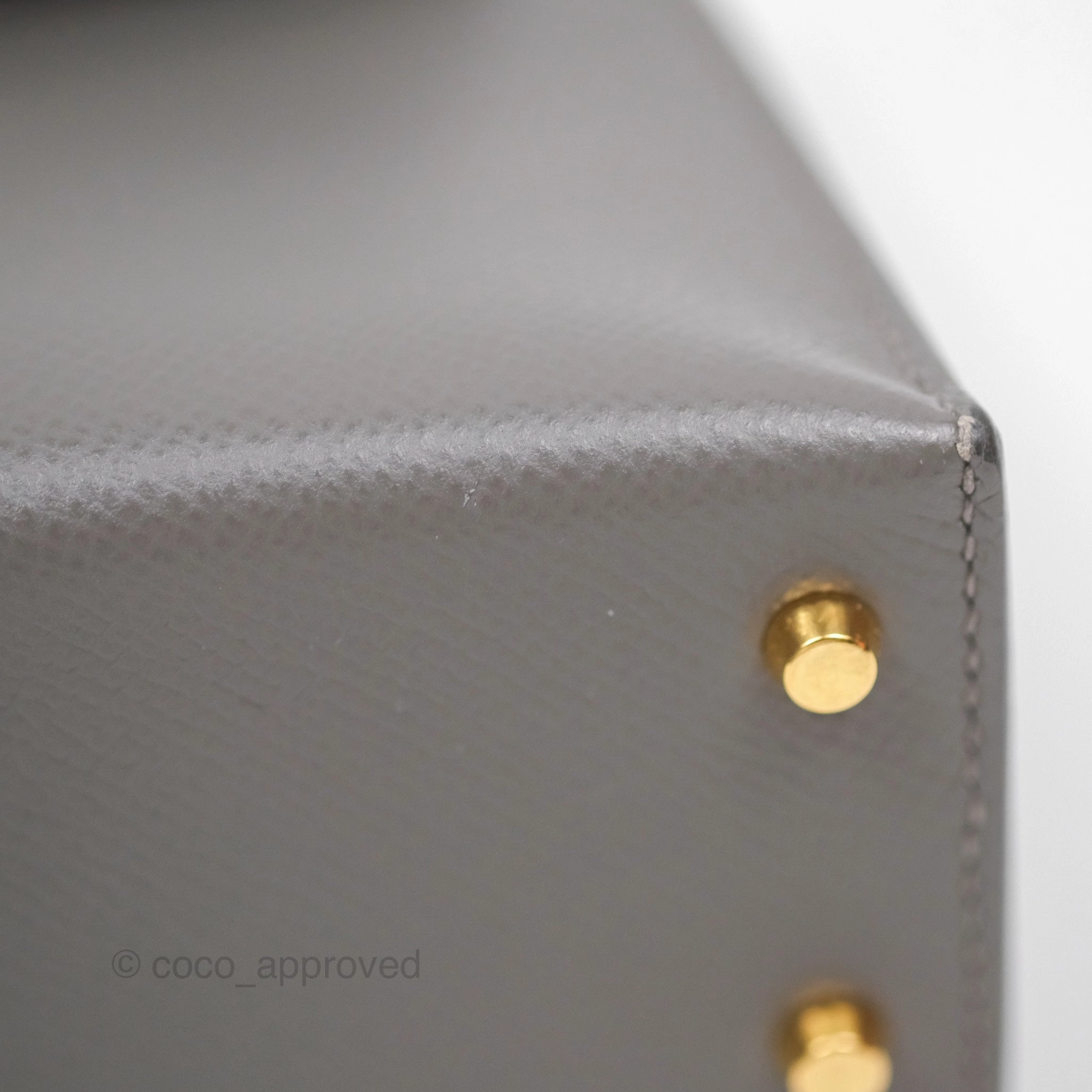 Herms Mini Kelly II Gris Meyer 0L Epsom Gold Hardware