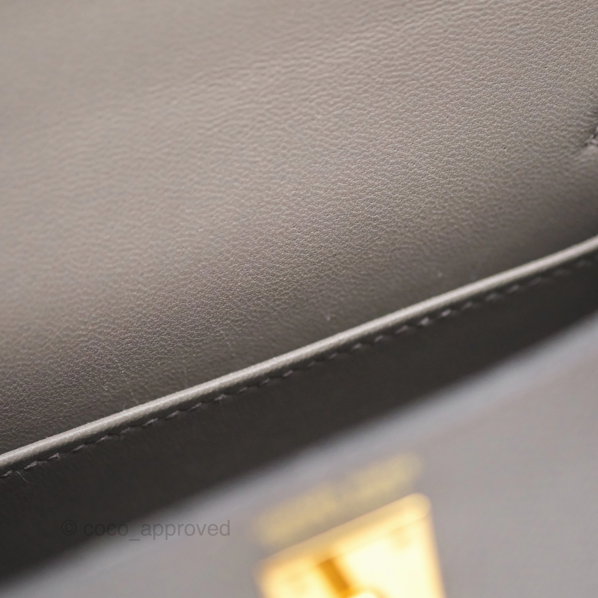 Herms Mini Kelly II Gris Meyer 0L Epsom Gold Hardware