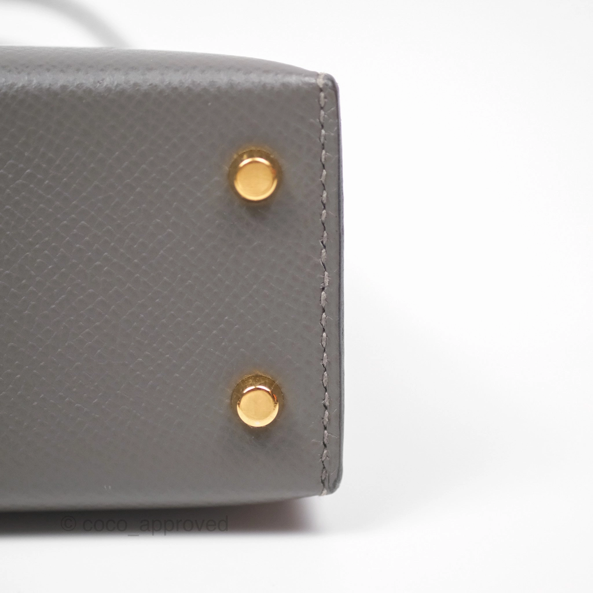 Herms Mini Kelly II Gris Meyer 0L Epsom Gold Hardware