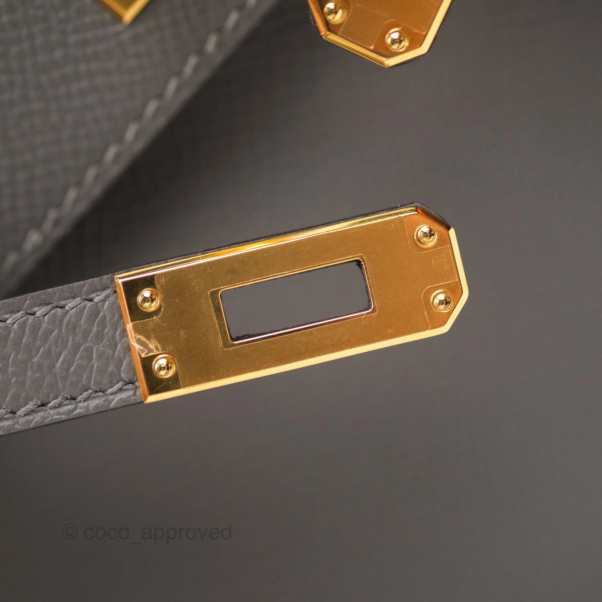 Herms Mini Kelly II Gris Meyer 0L Epsom Gold Hardware