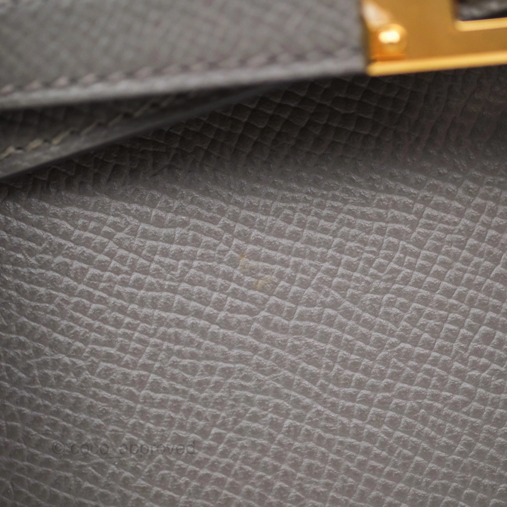 Herms Mini Kelly II Gris Meyer 0L Epsom Gold Hardware
