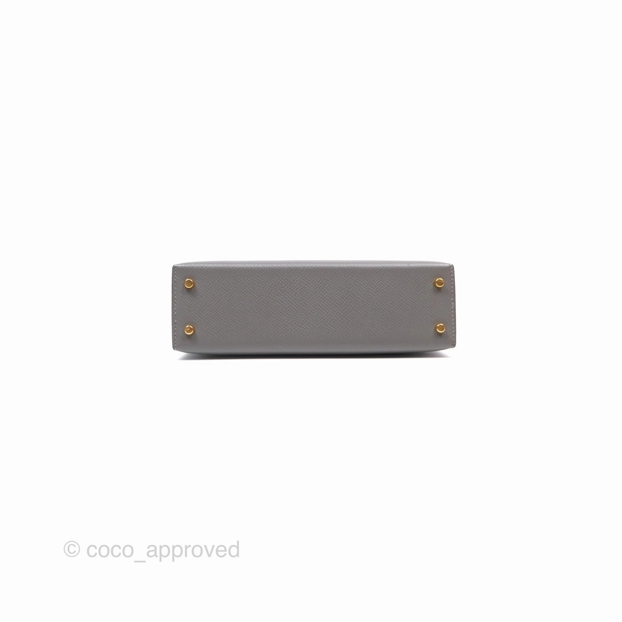 Herms Mini Kelly II Gris Meyer 0L Epsom Gold Hardware