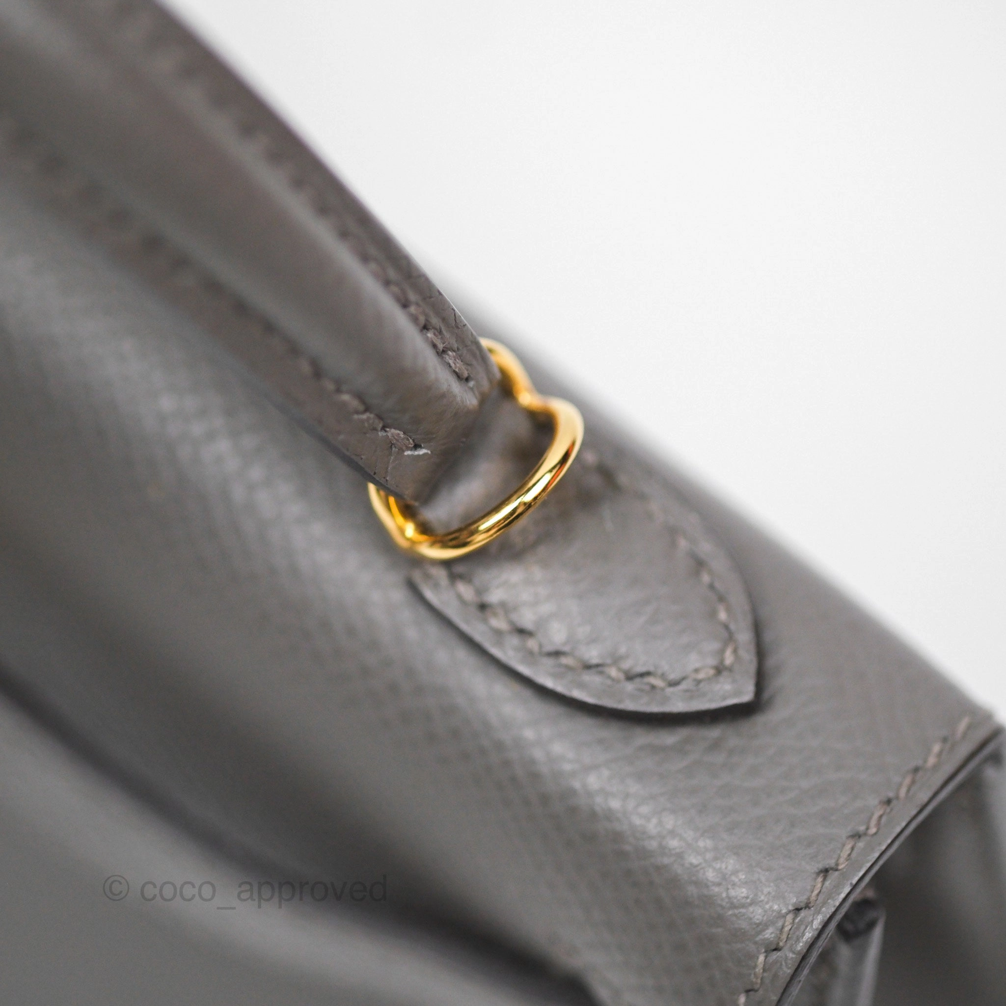 Herms Mini Kelly II Gris Meyer 0L Epsom Gold Hardware