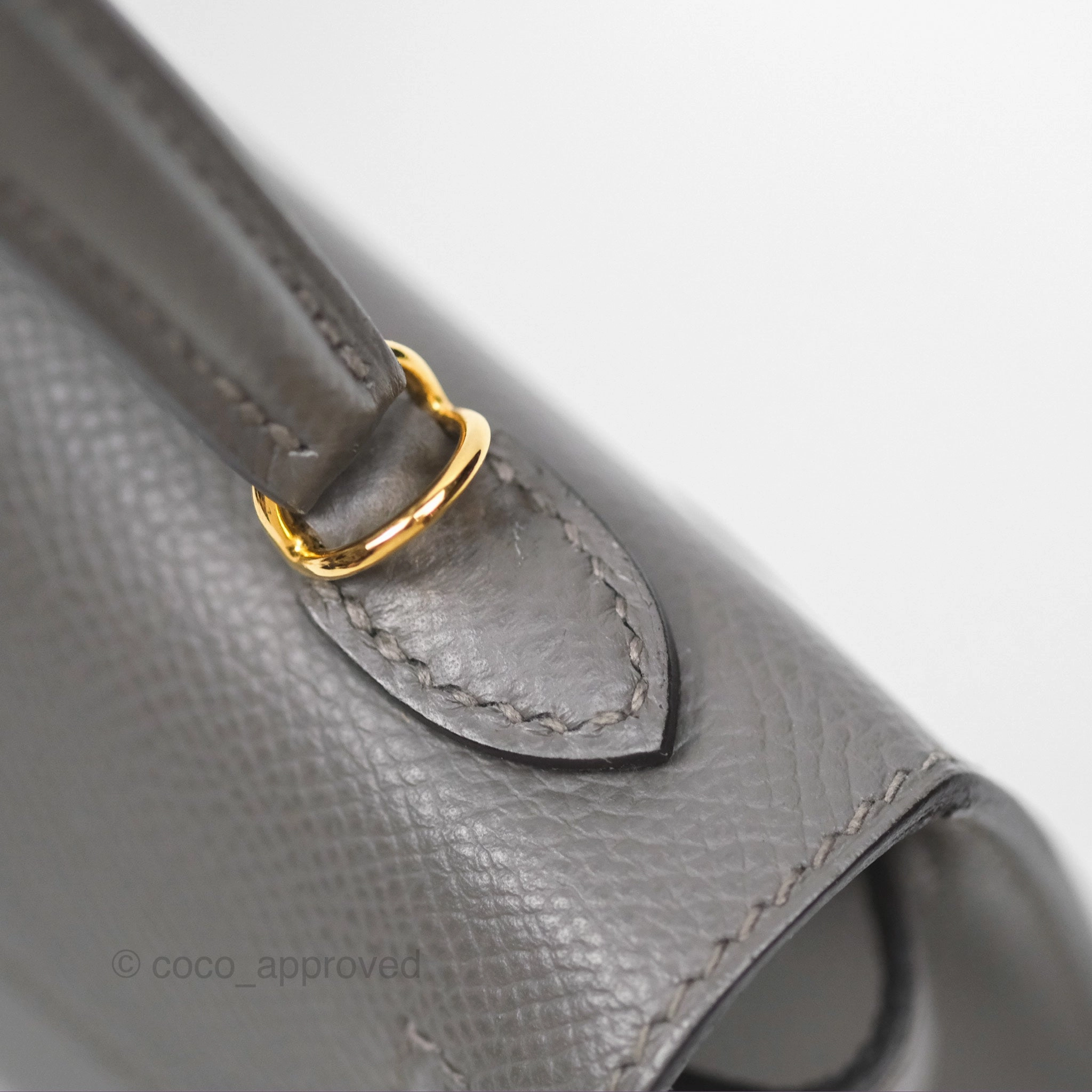 Herms Mini Kelly II Gris Meyer 0L Epsom Gold Hardware