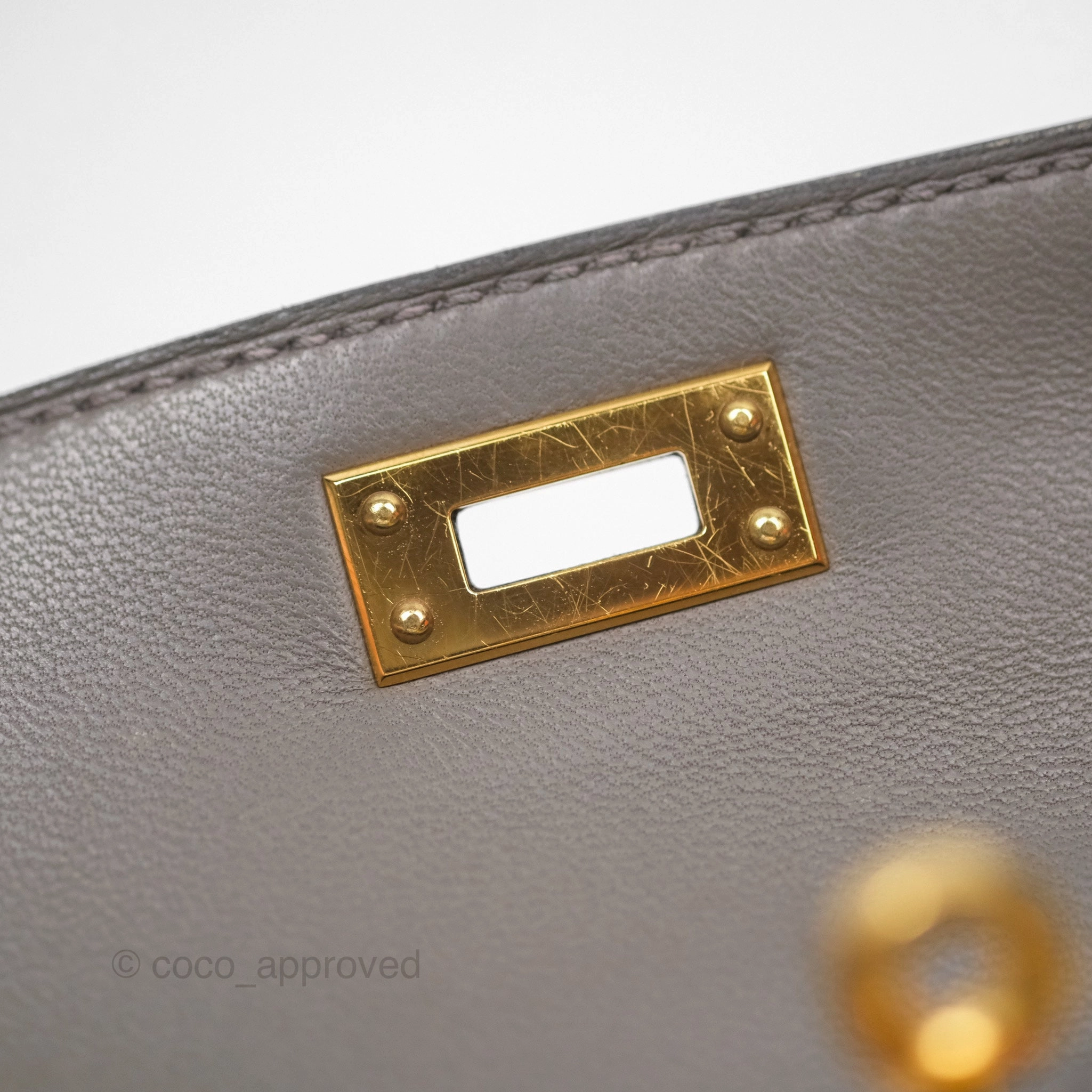 Herms Mini Kelly II Gris Meyer 0L Epsom Gold Hardware