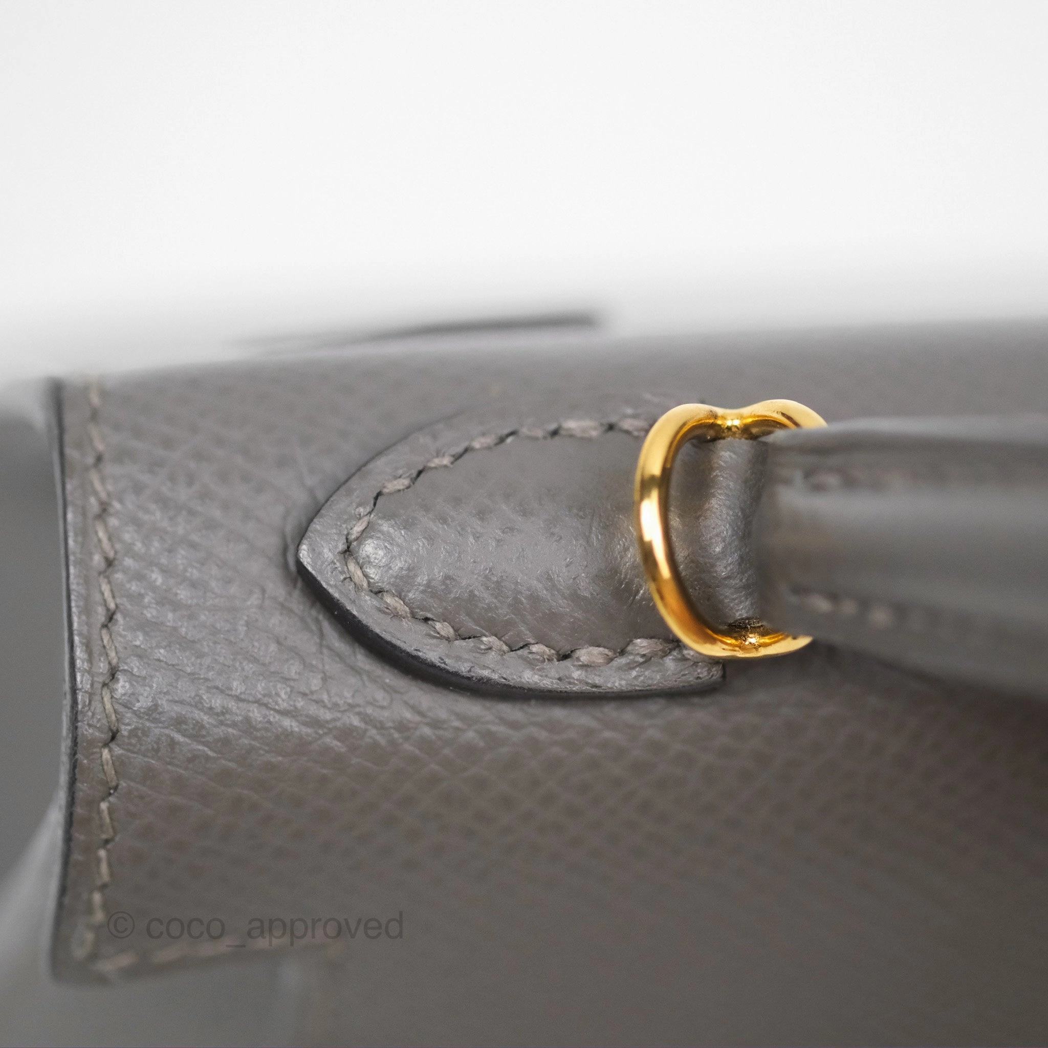 Herms Mini Kelly II Gris Meyer 0L Epsom Gold Hardware