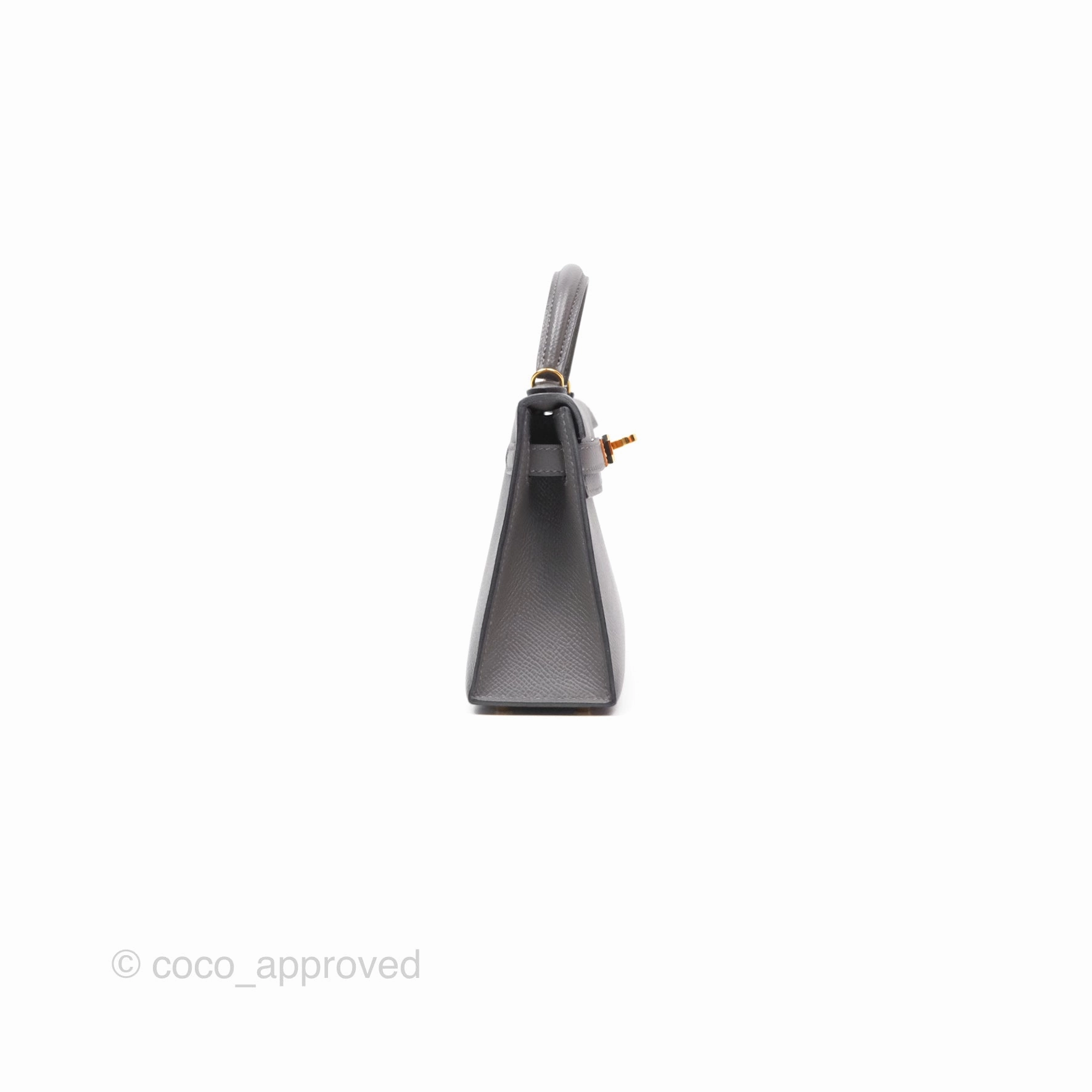 Herms Mini Kelly II Gris Meyer 0L Epsom Gold Hardware