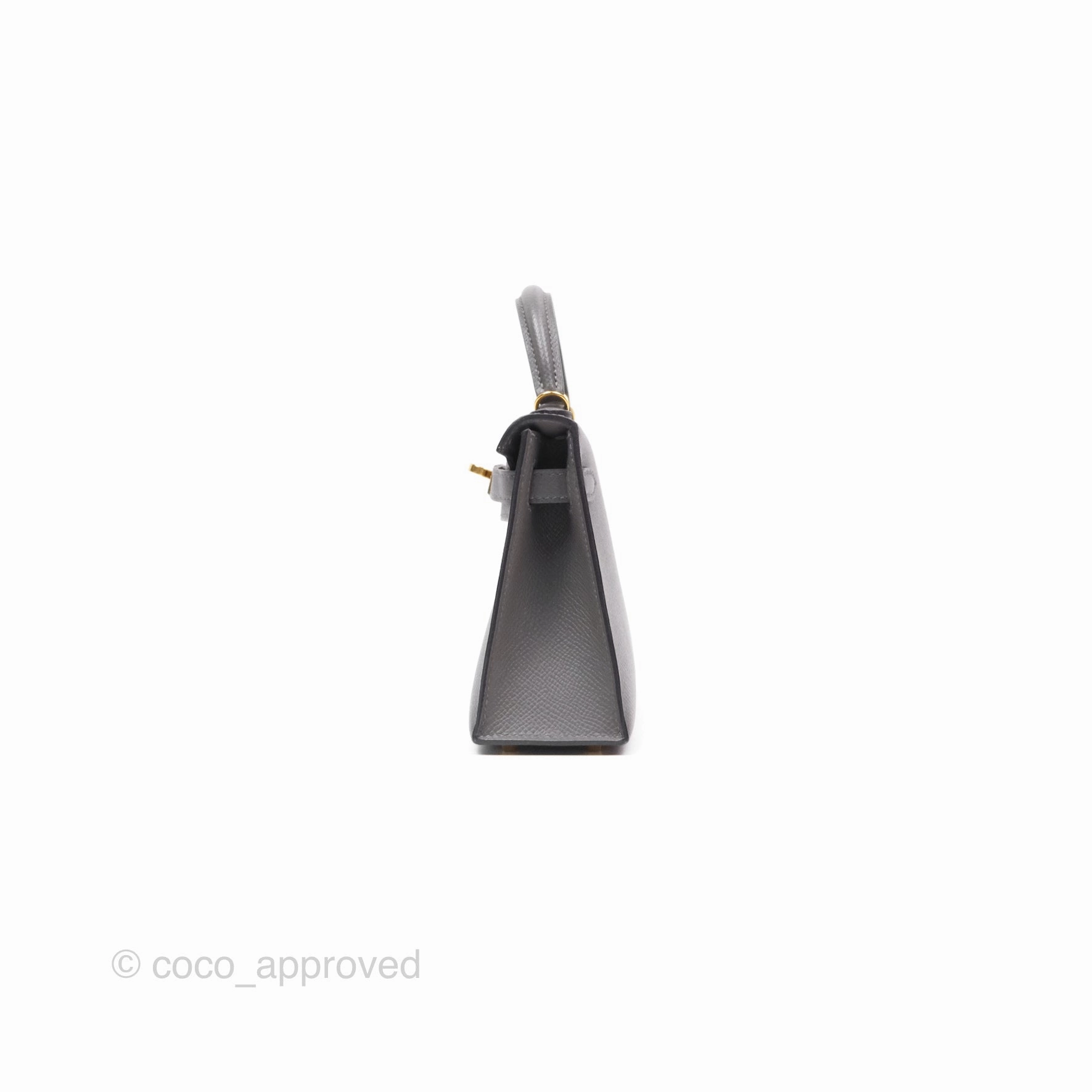 Herms Mini Kelly II Gris Meyer 0L Epsom Gold Hardware