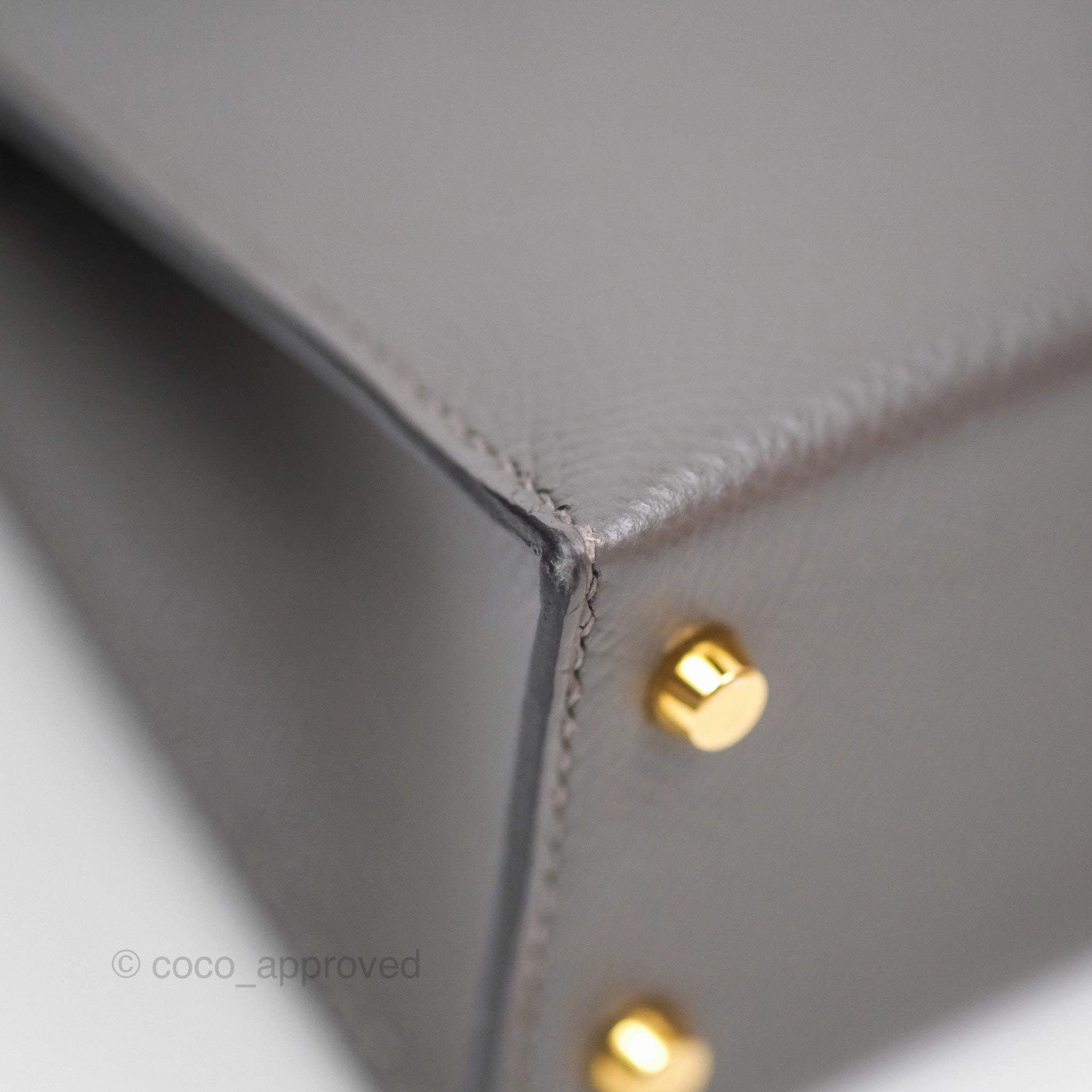 Herms Mini Kelly II Gris Meyer 0L Epsom Gold Hardware