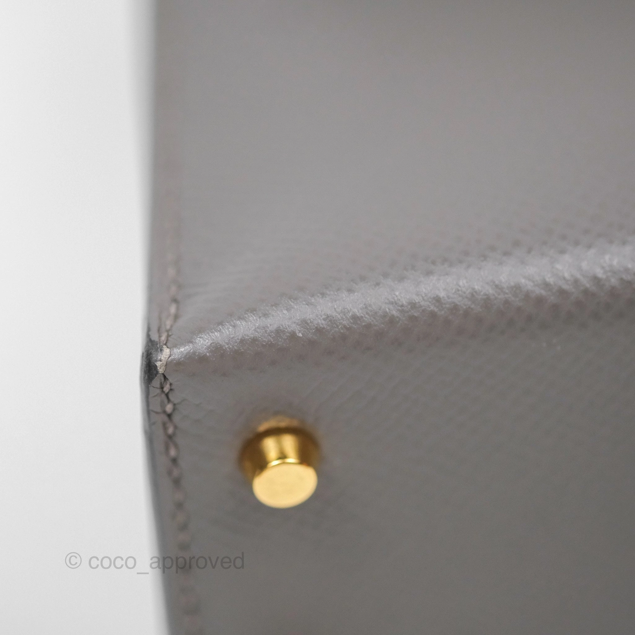 Herms Mini Kelly II Gris Meyer 0L Epsom Gold Hardware