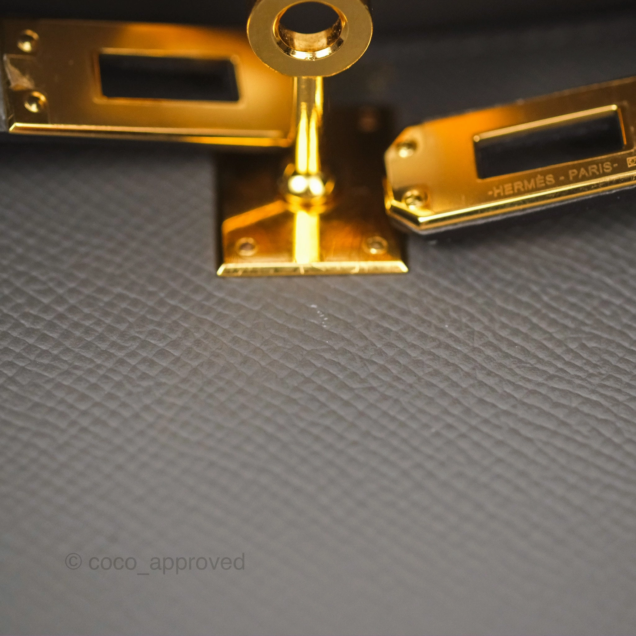 Herms Mini Kelly II Gris Meyer 0L Epsom Gold Hardware