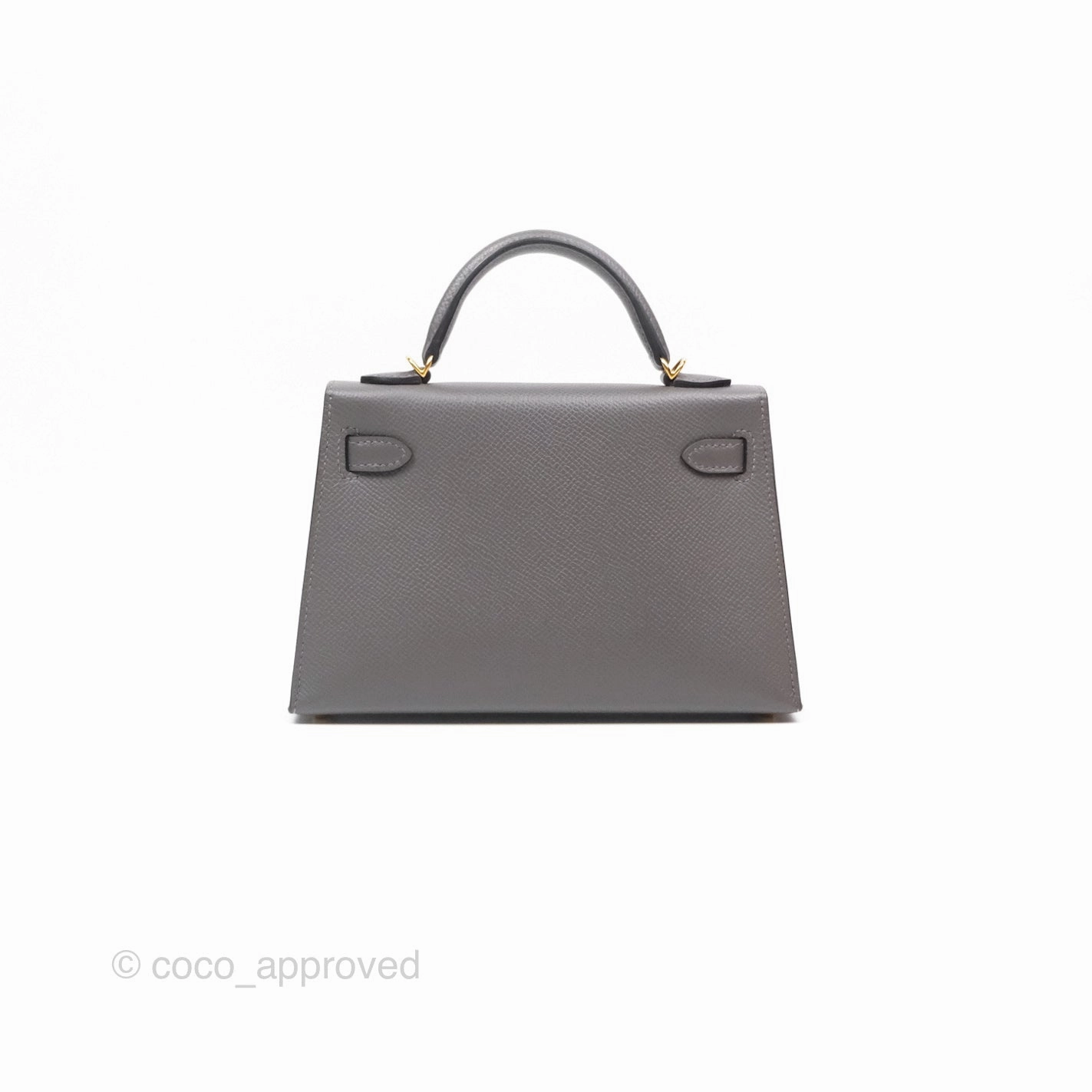 Herms Mini Kelly II Gris Meyer 0L Epsom Gold Hardware