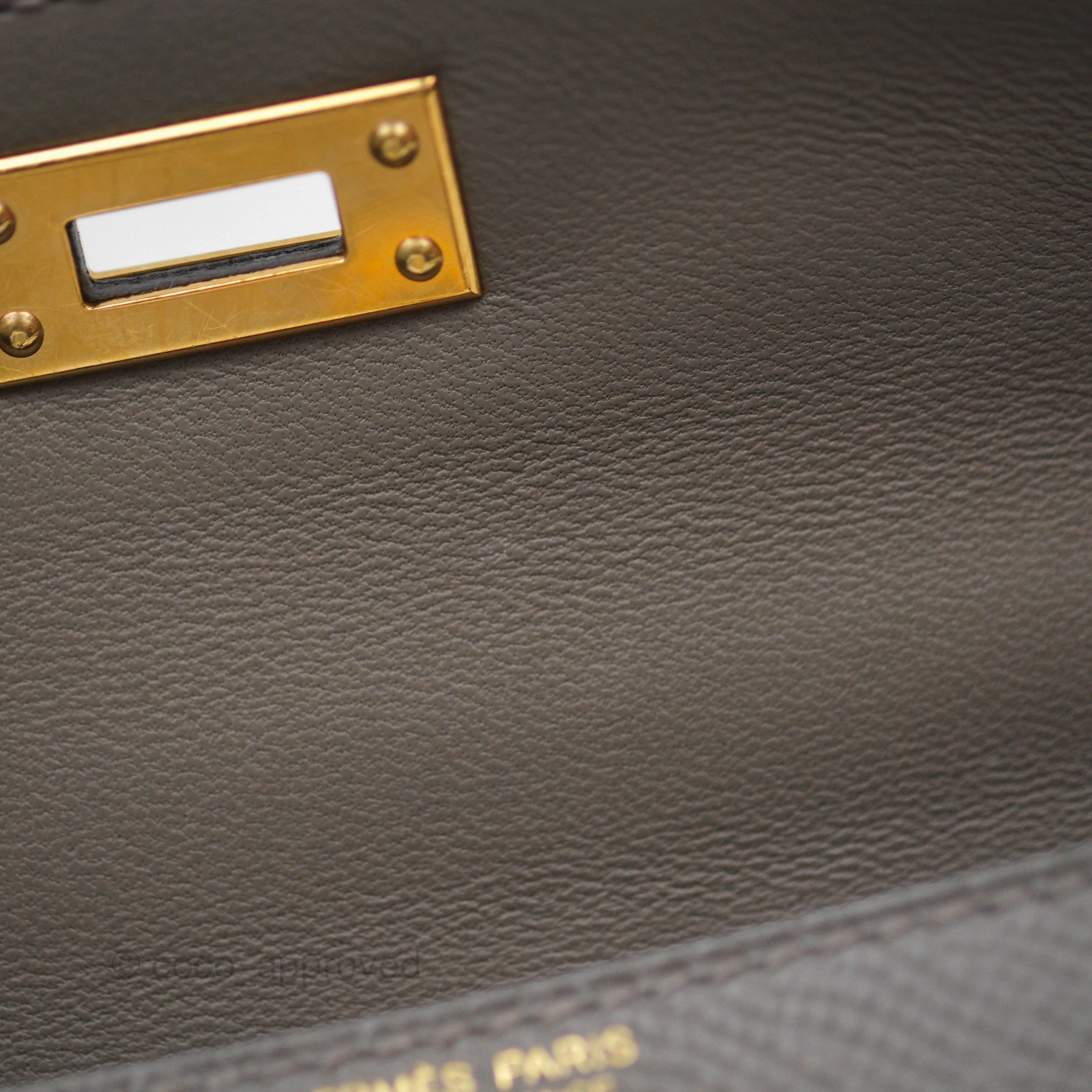 Herms Mini Kelly II Gris Meyer 0L Epsom Gold Hardware