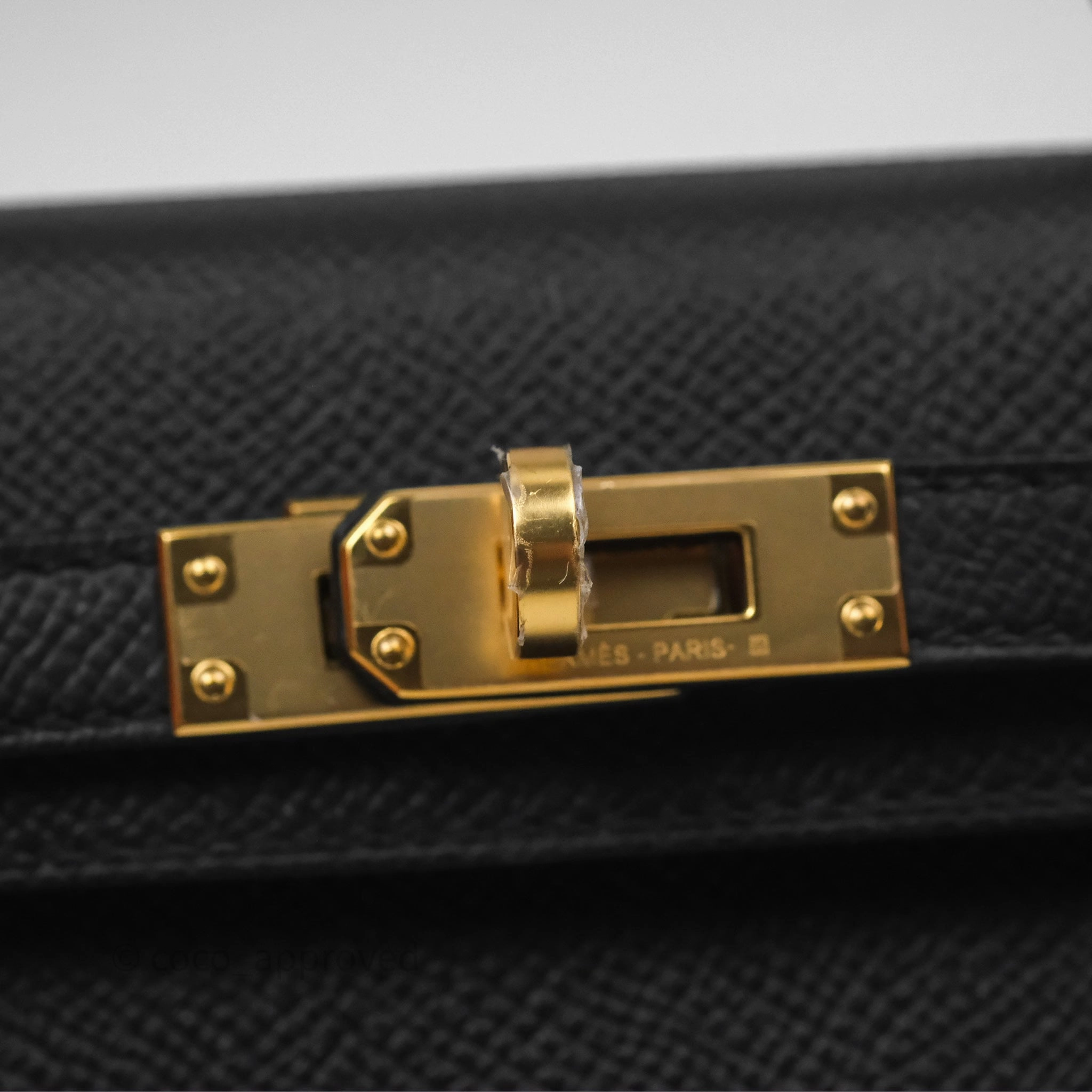 Herms Mini Kelly II Noir 89 Epsom Gold Hardware
