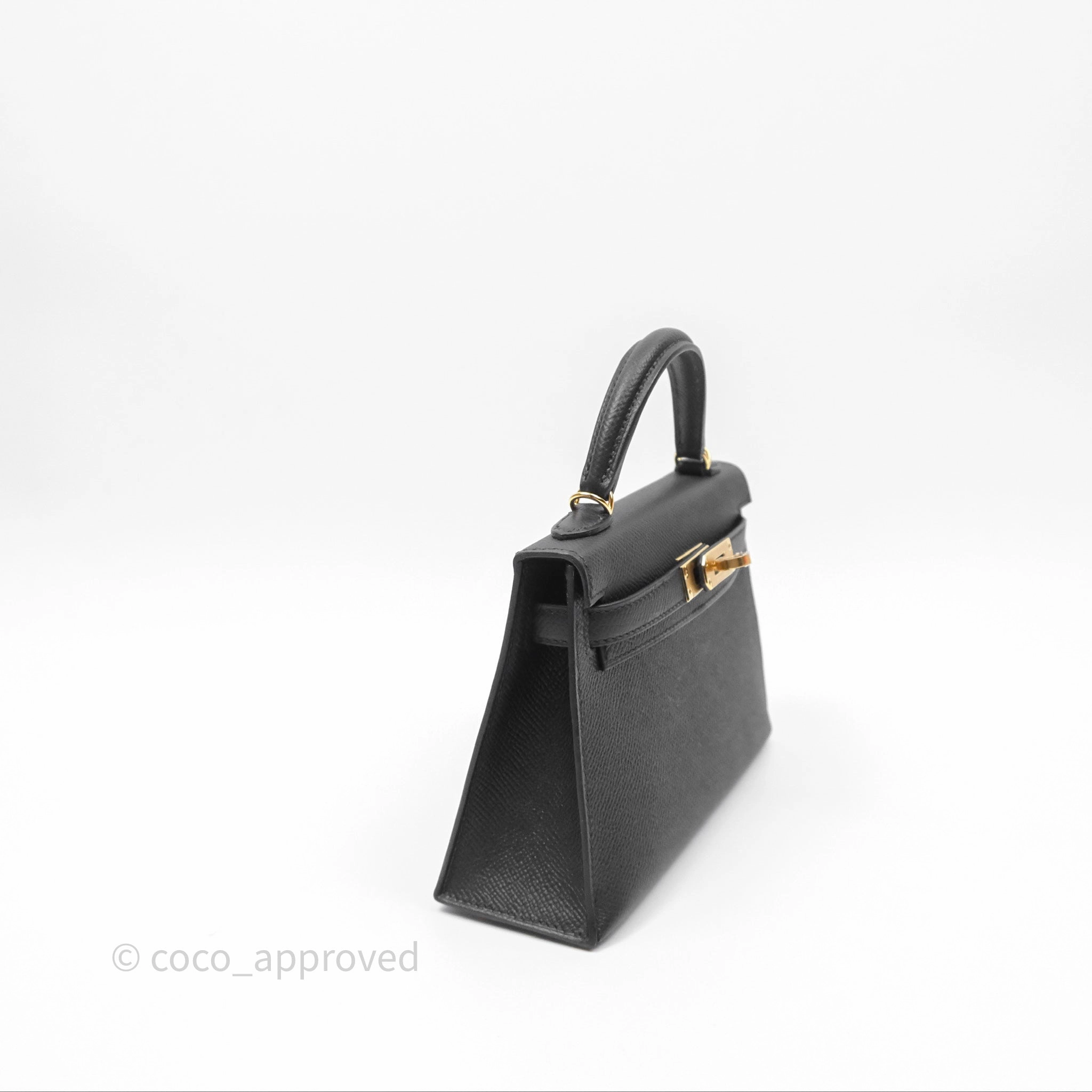 Herms Mini Kelly II Noir 89 Epsom Gold Hardware