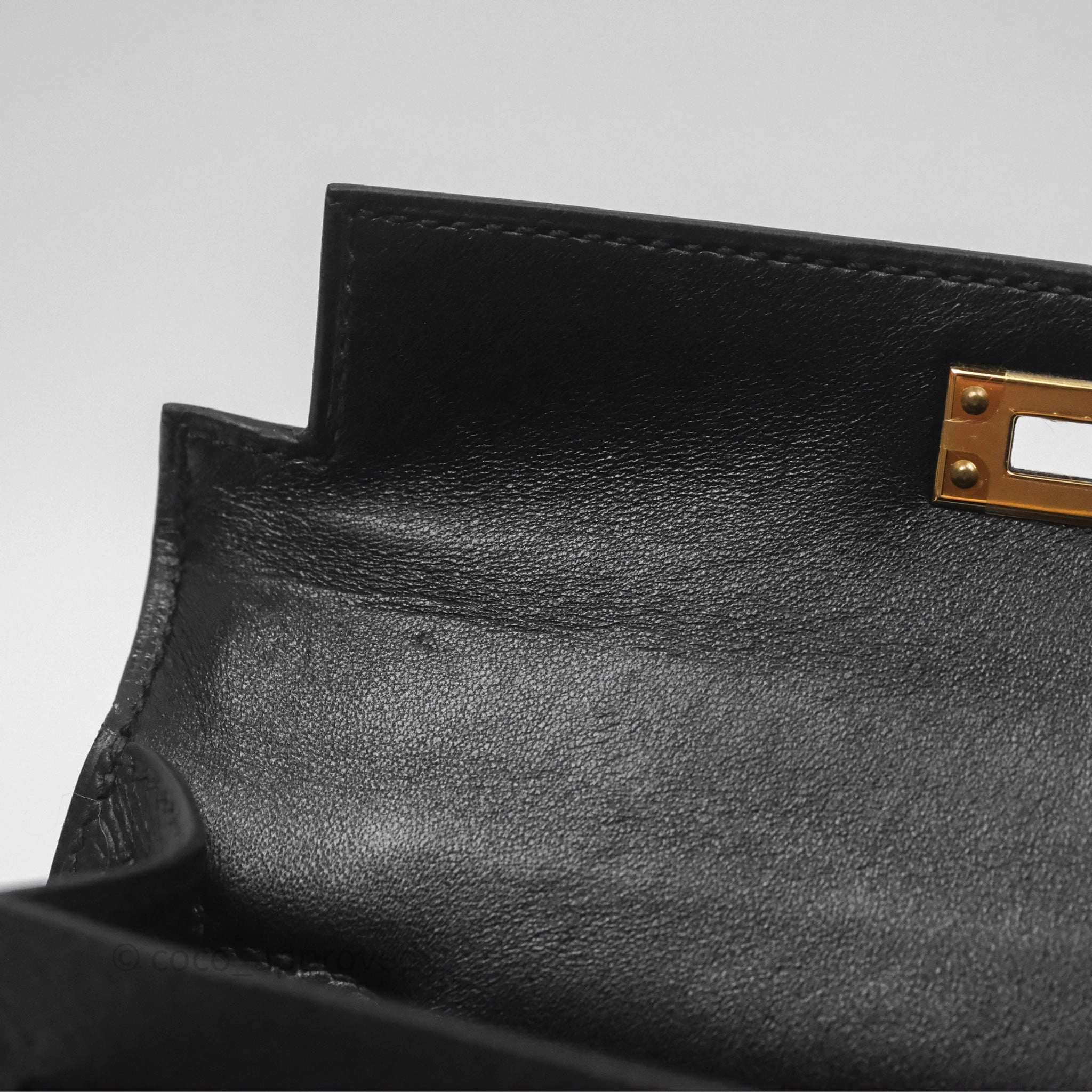 Herms Mini Kelly II Noir 89 Epsom Gold Hardware