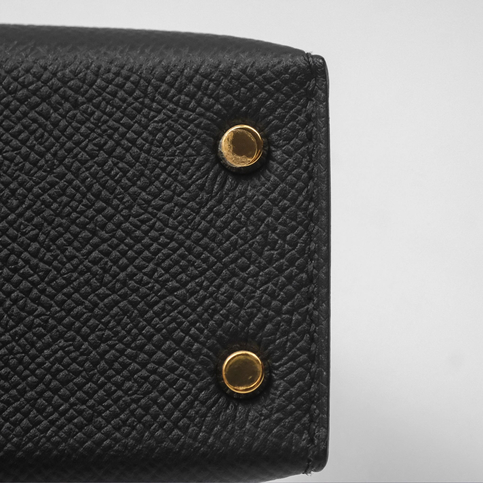 Herms Mini Kelly II Noir 89 Epsom Gold Hardware