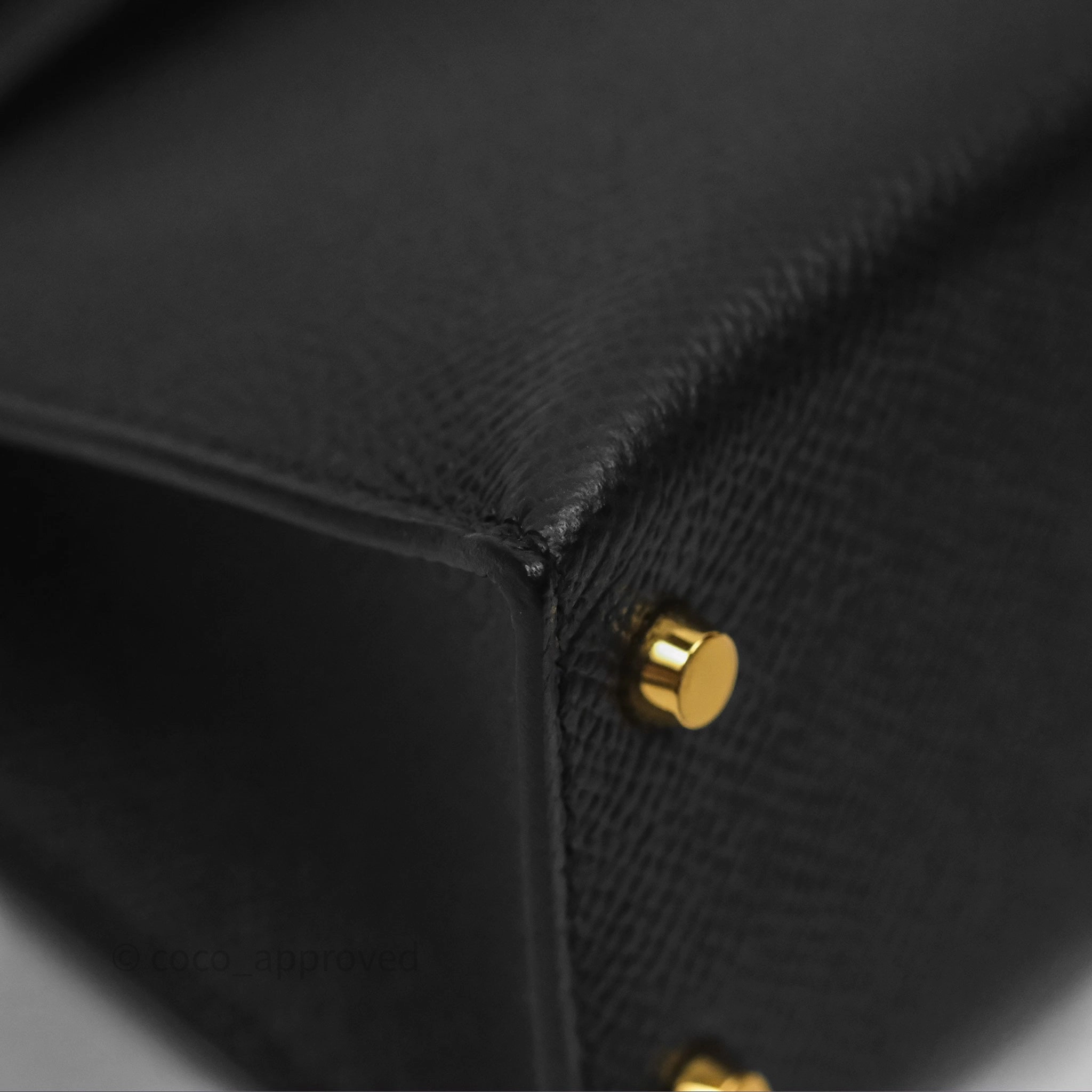 Herms Mini Kelly II Noir 89 Epsom Gold Hardware