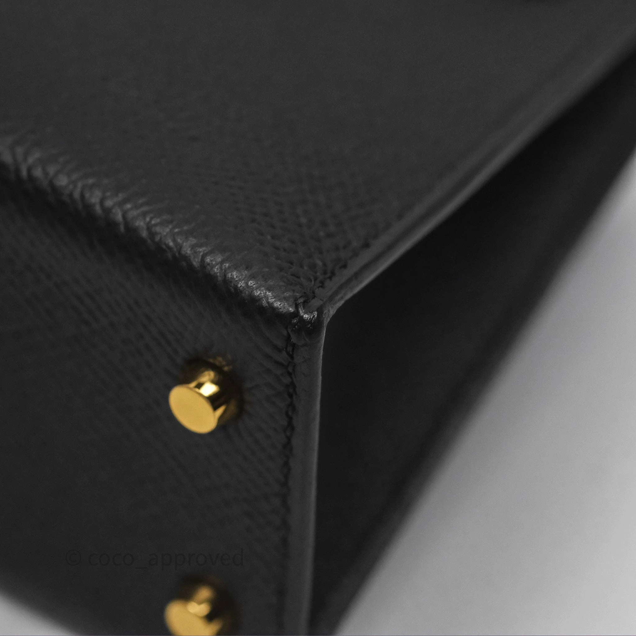 Herms Mini Kelly II Noir 89 Epsom Gold Hardware